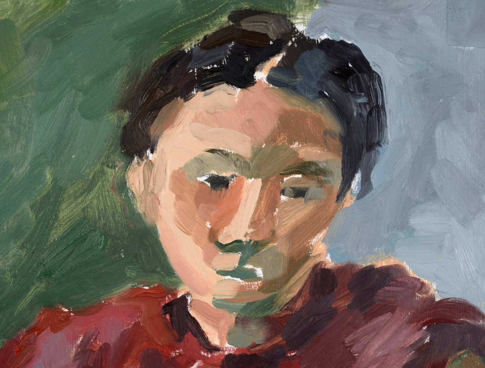 Portrait of a Woman in Red - Bay Area Figurative School Abstract Expressionist by Heather Speck - 2
