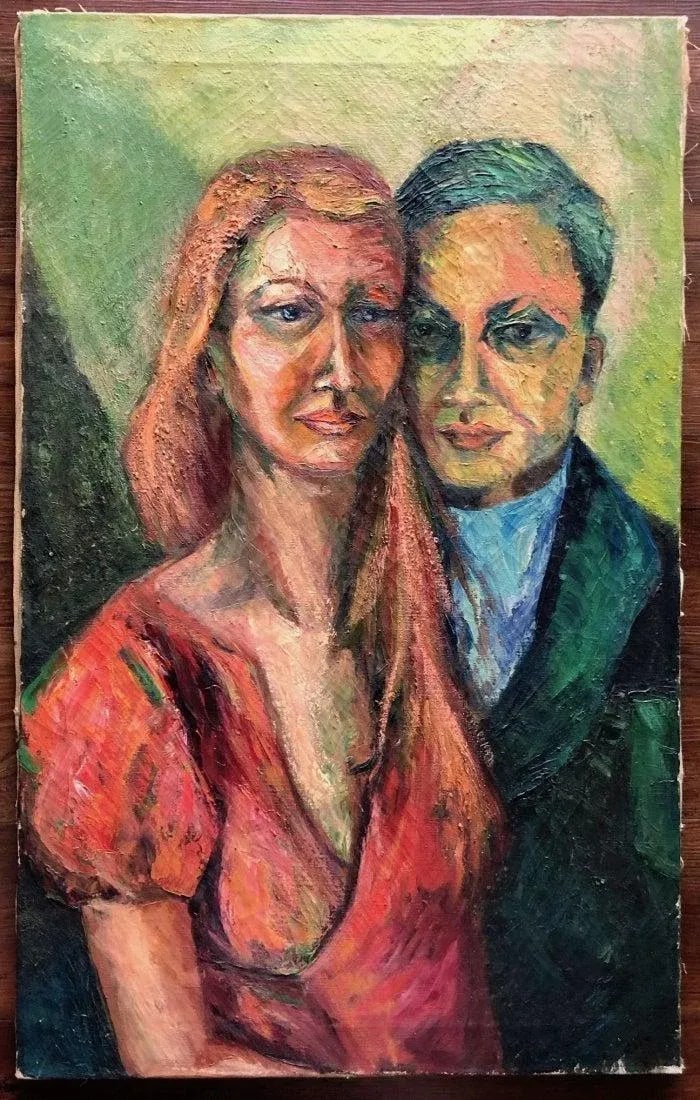 Original Vintage 1967 Portrait Painting - 2