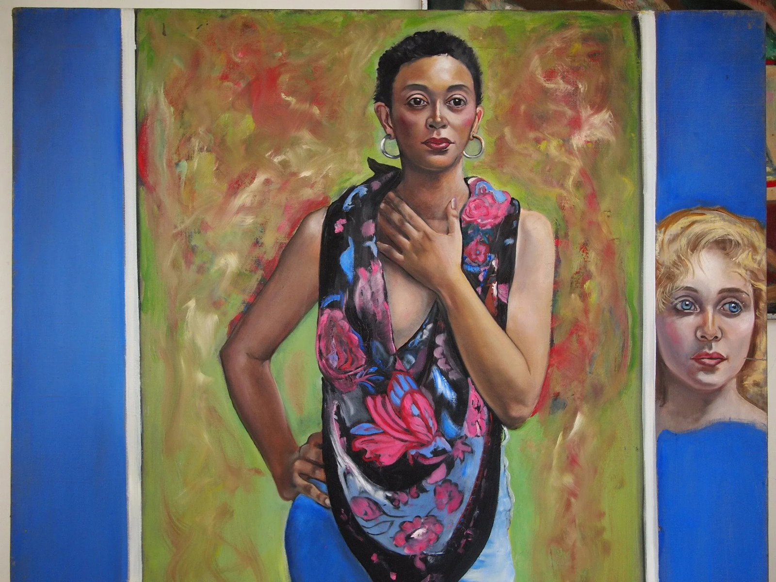 Original Greta Thyssen Guenther Large Portrait Painting of Black Woman - 40x30" - 2