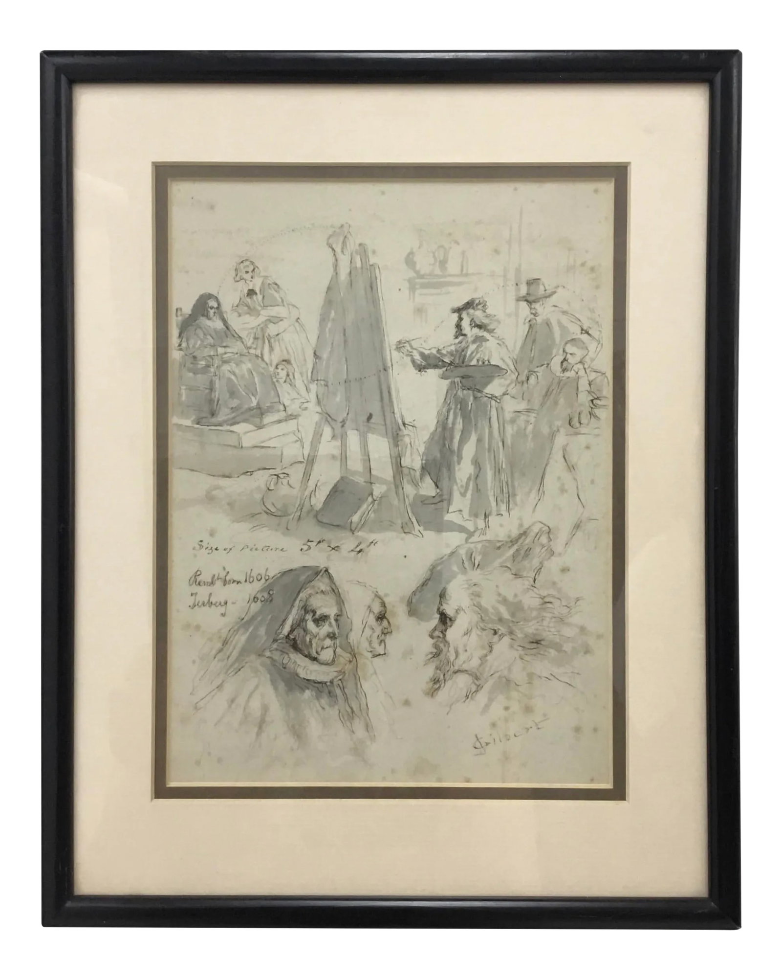 Original Pen and Ink Study Drawing by Sir John Gilbert: Gilbert was born in Blackheath, Surrey, and taught himself to paint. His only formal instruction was from George Lance. Skilled in several media, Gilbert gained the nickname, "the Scott of painting".