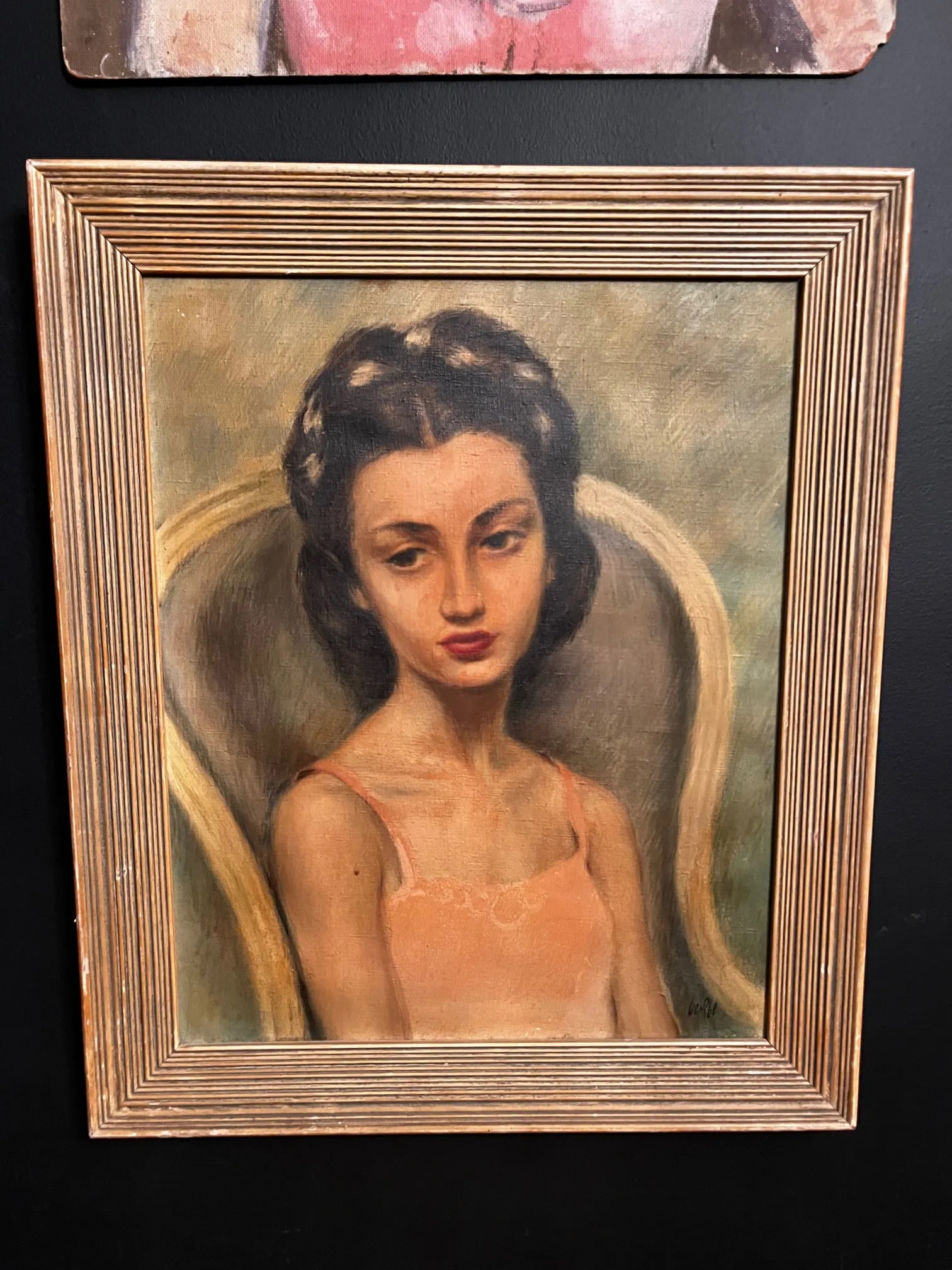 "Little Ballerina" MCM Portrait Signed Oil Painting - 7