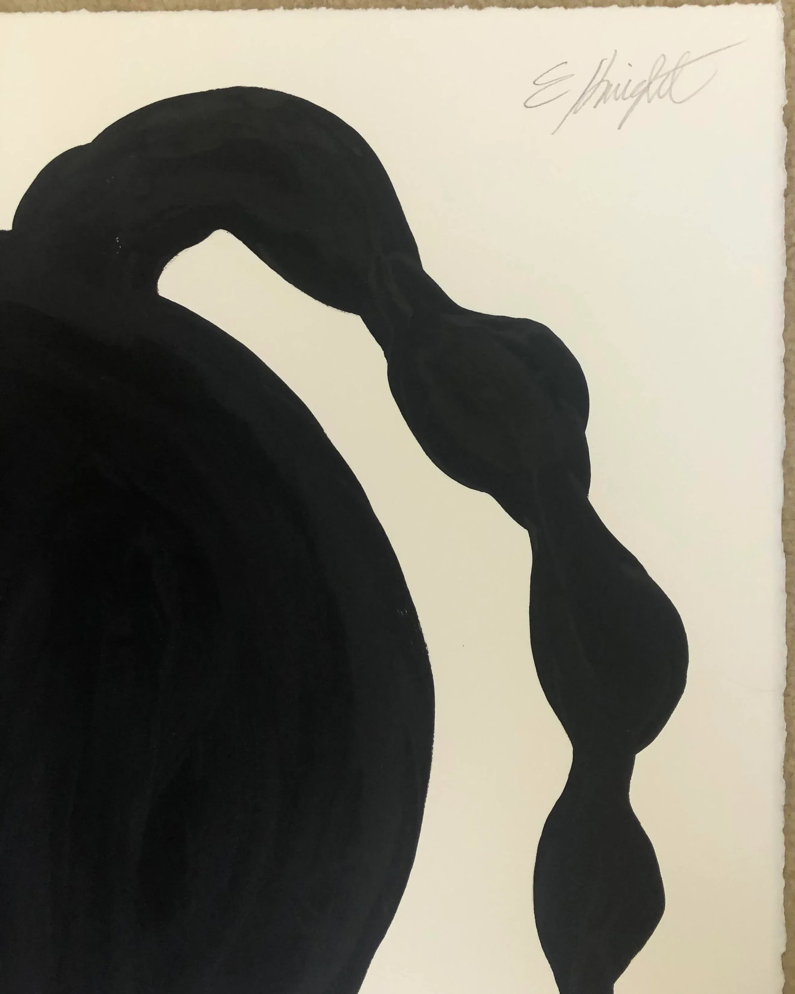 "Silhouette With Braid" Original Painting on Paper Signed by Artist - 2