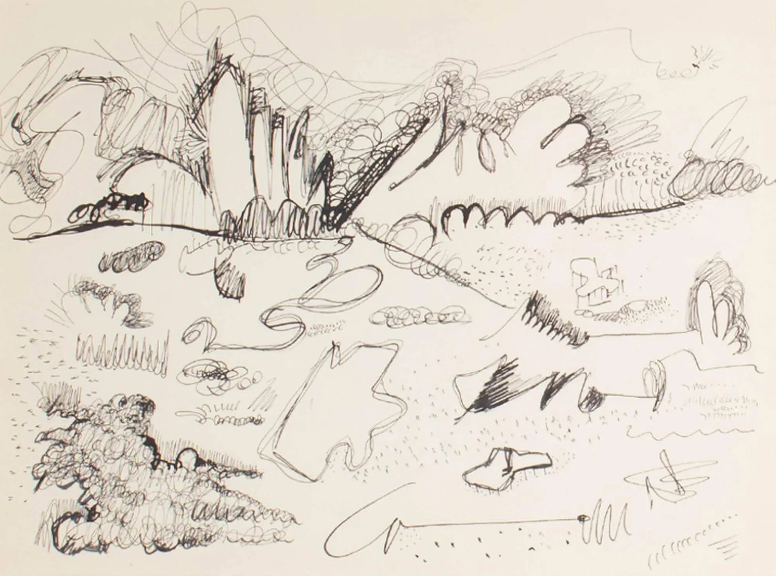 1960s Abstract Landscape Ink Drawing by Harry Hilson - 2