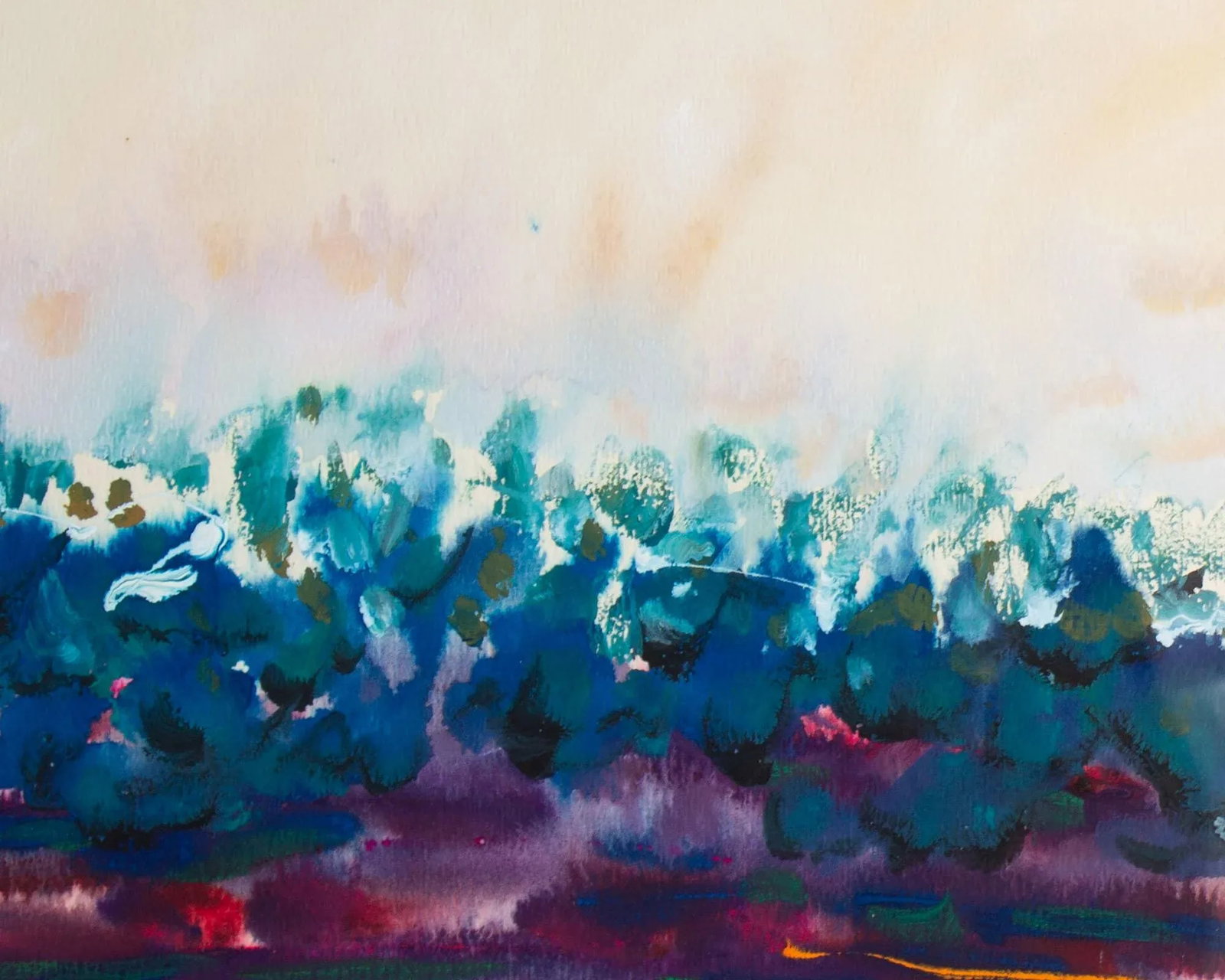 1977 Abstract Gouache Landscape Painting by Thomas Salmoman - 7