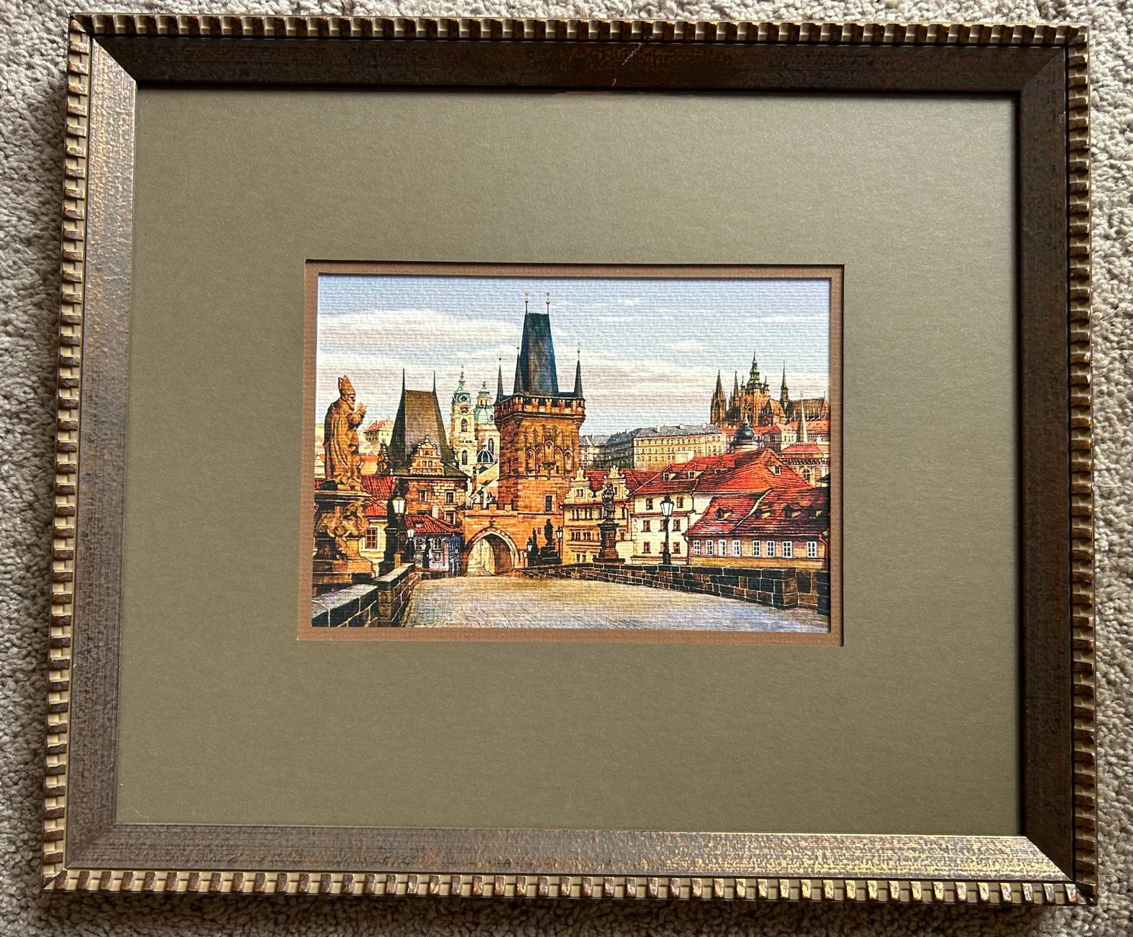 Vintage Watercolor of the Charles Bridge in Prague - 2