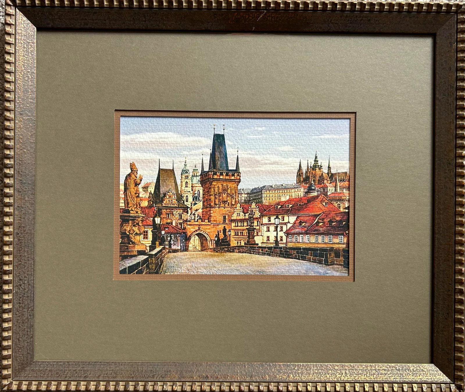 Vintage Watercolor of the Charles Bridge in Prague - 3