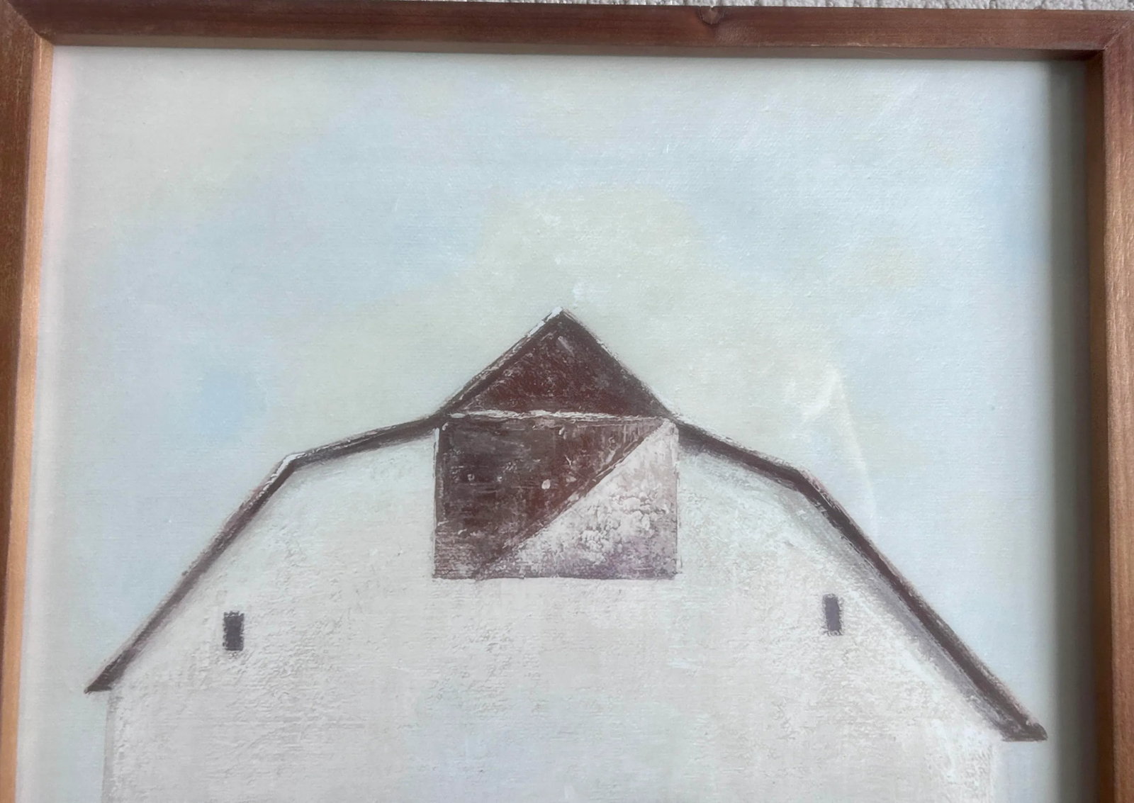 Vintage Painting of a White Barn Framed Print - 6