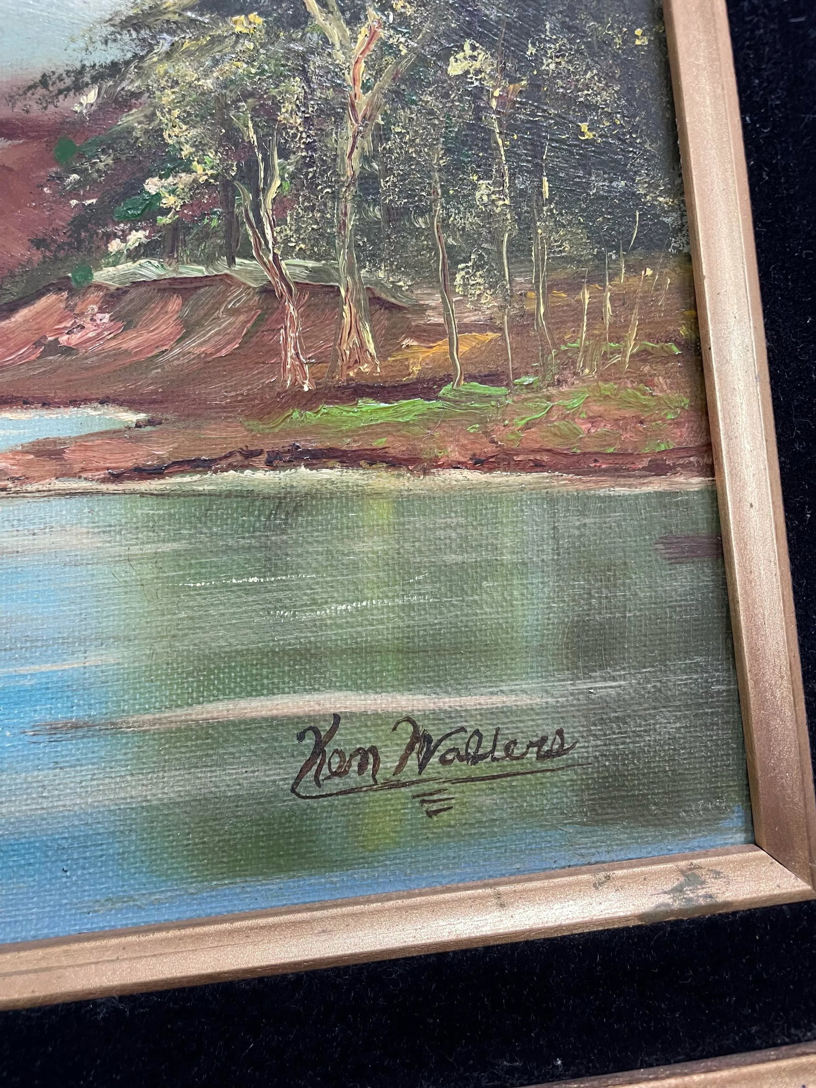Mid 20th Century Signed Framed Vintage Mountain Landscape Oil on Board - 2