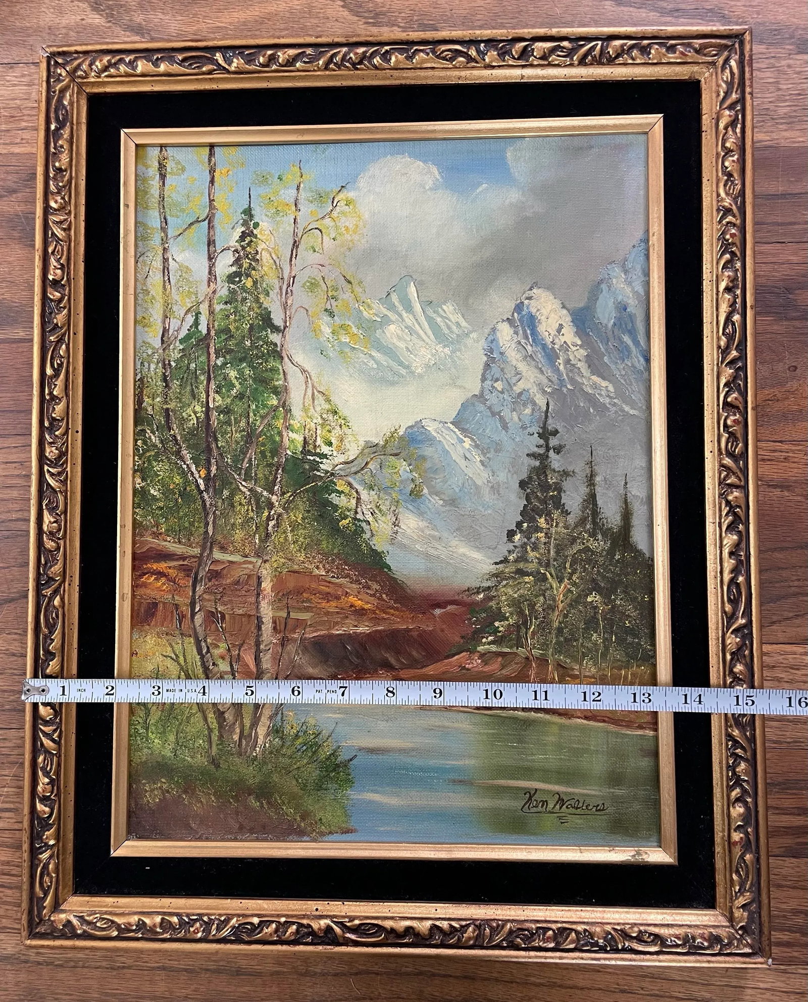 Mid 20th Century Signed Framed Vintage Mountain Landscape Oil on Board - 4