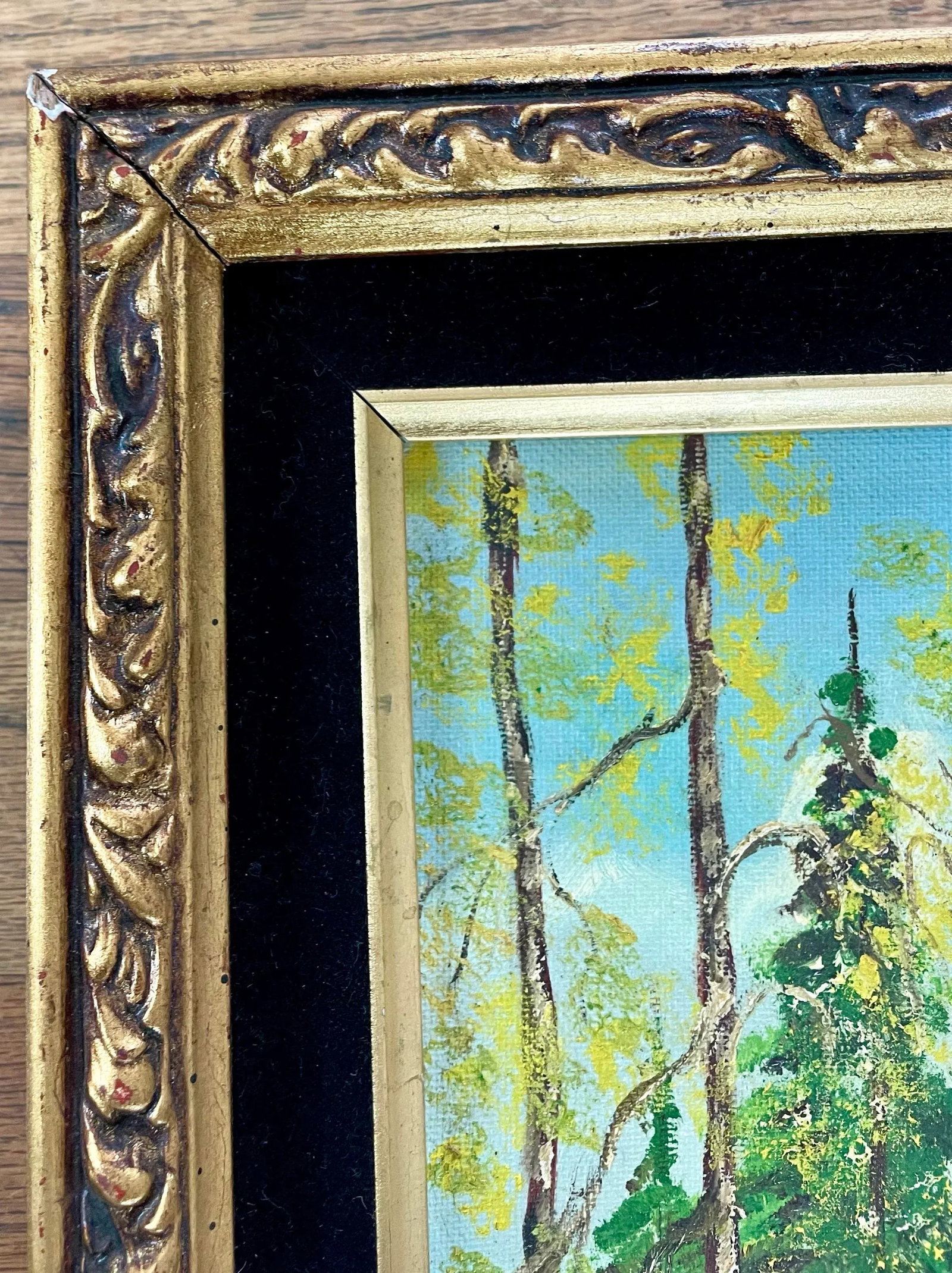 Mid 20th Century Signed Framed Vintage Mountain Landscape Oil on Board - 6