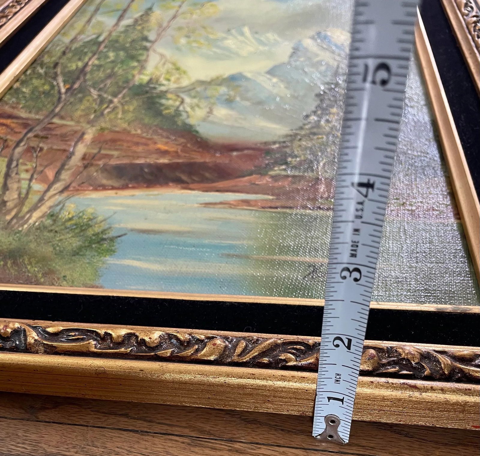 Mid 20th Century Signed Framed Vintage Mountain Landscape Oil on Board - 7