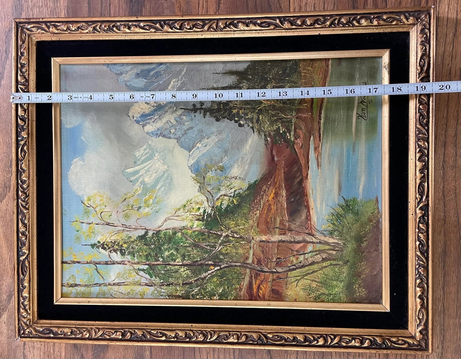 Mid 20th Century Signed Framed Vintage Mountain Landscape Oil on Board - 8