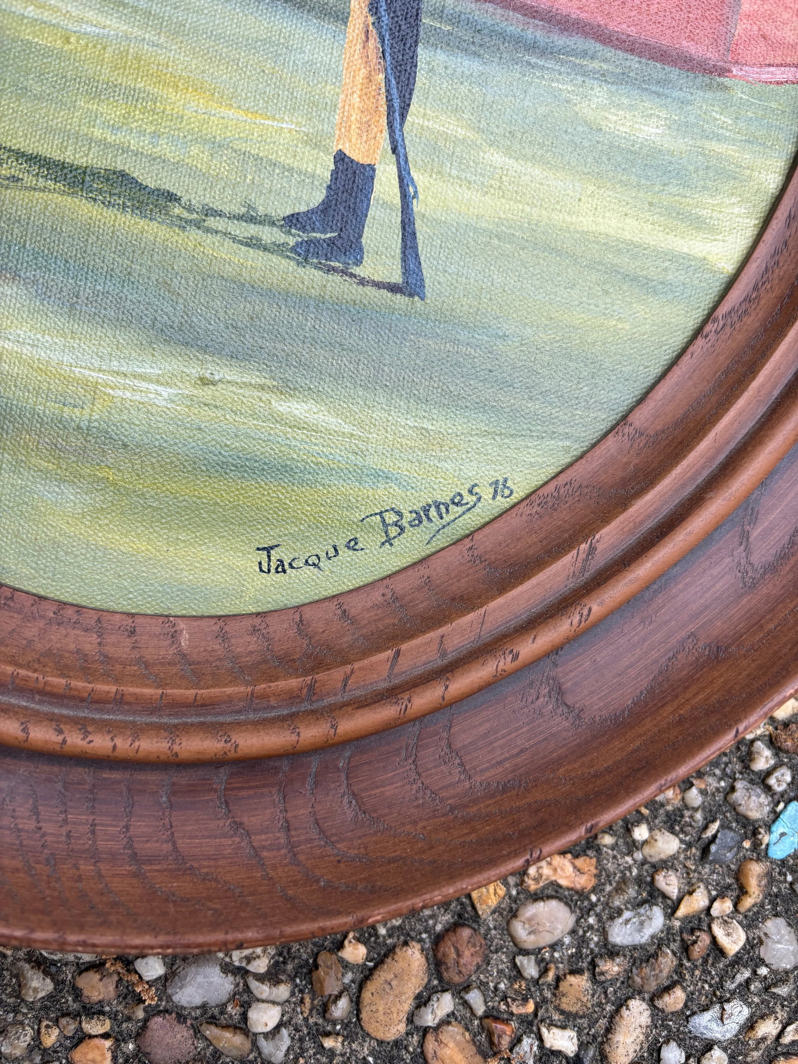 Vintage Mid to Late 20th Century Colonial Williamsburg Virginia Guardhouse Original Signed Oval Pain - 4