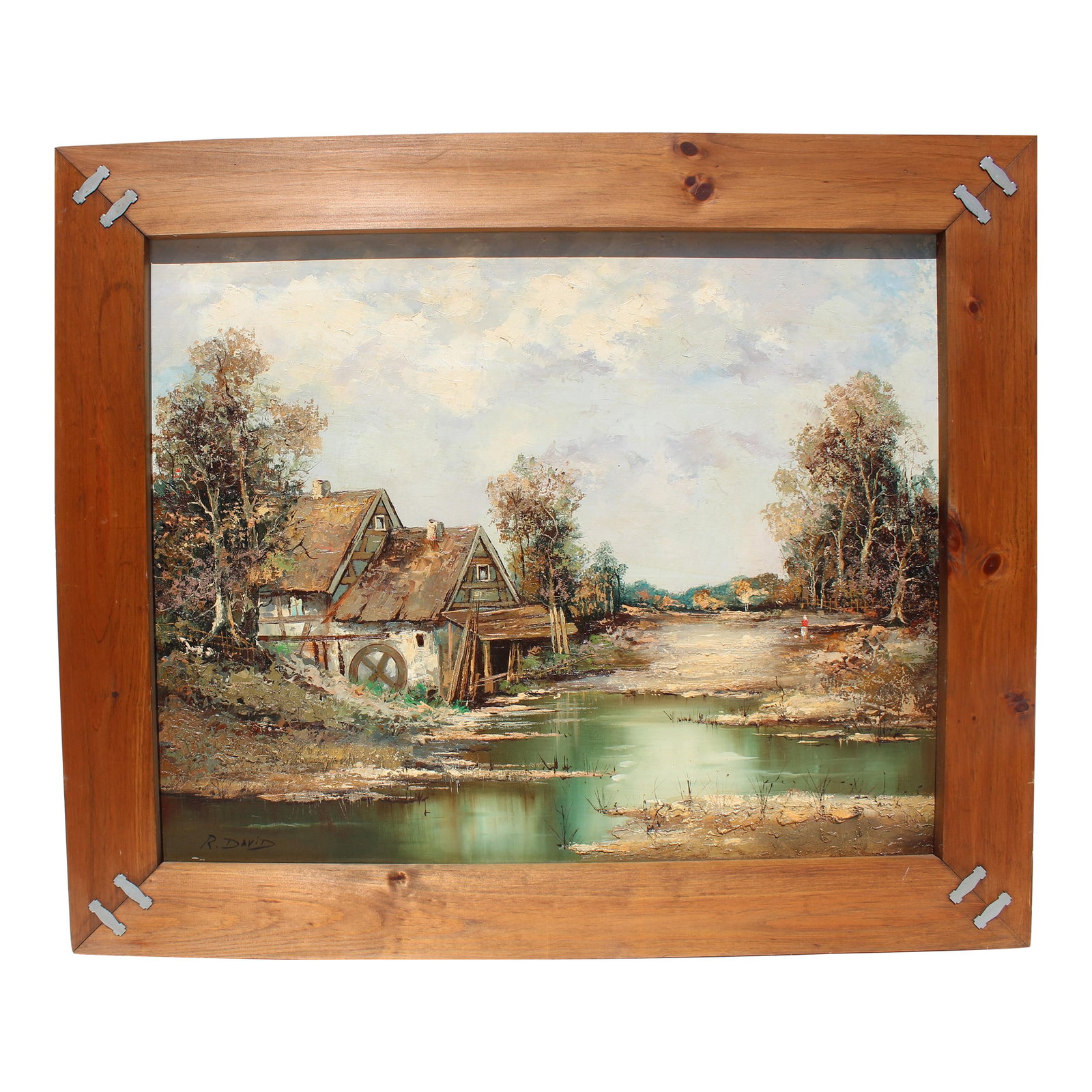 Late 20th Century Vintage Oil Painting on Canvas, Rural Landscape, Signed R.David, Framed (1 of 9)
