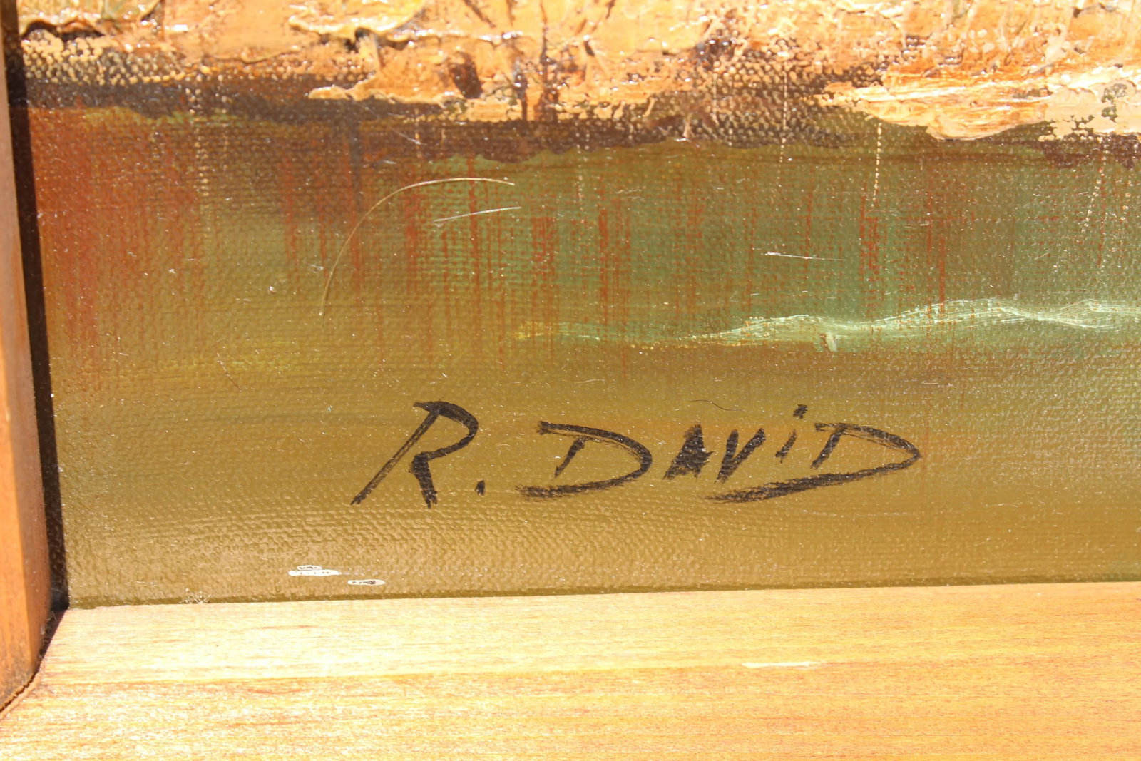 Late 20th Century Vintage Oil Painting on Canvas, Rural Landscape, Signed R.David, Framed - 3