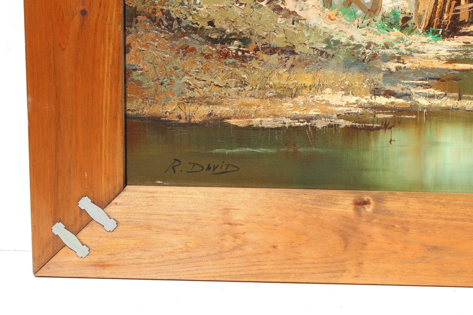 Late 20th Century Vintage Oil Painting on Canvas, Rural Landscape, Signed R.David, Framed - 8