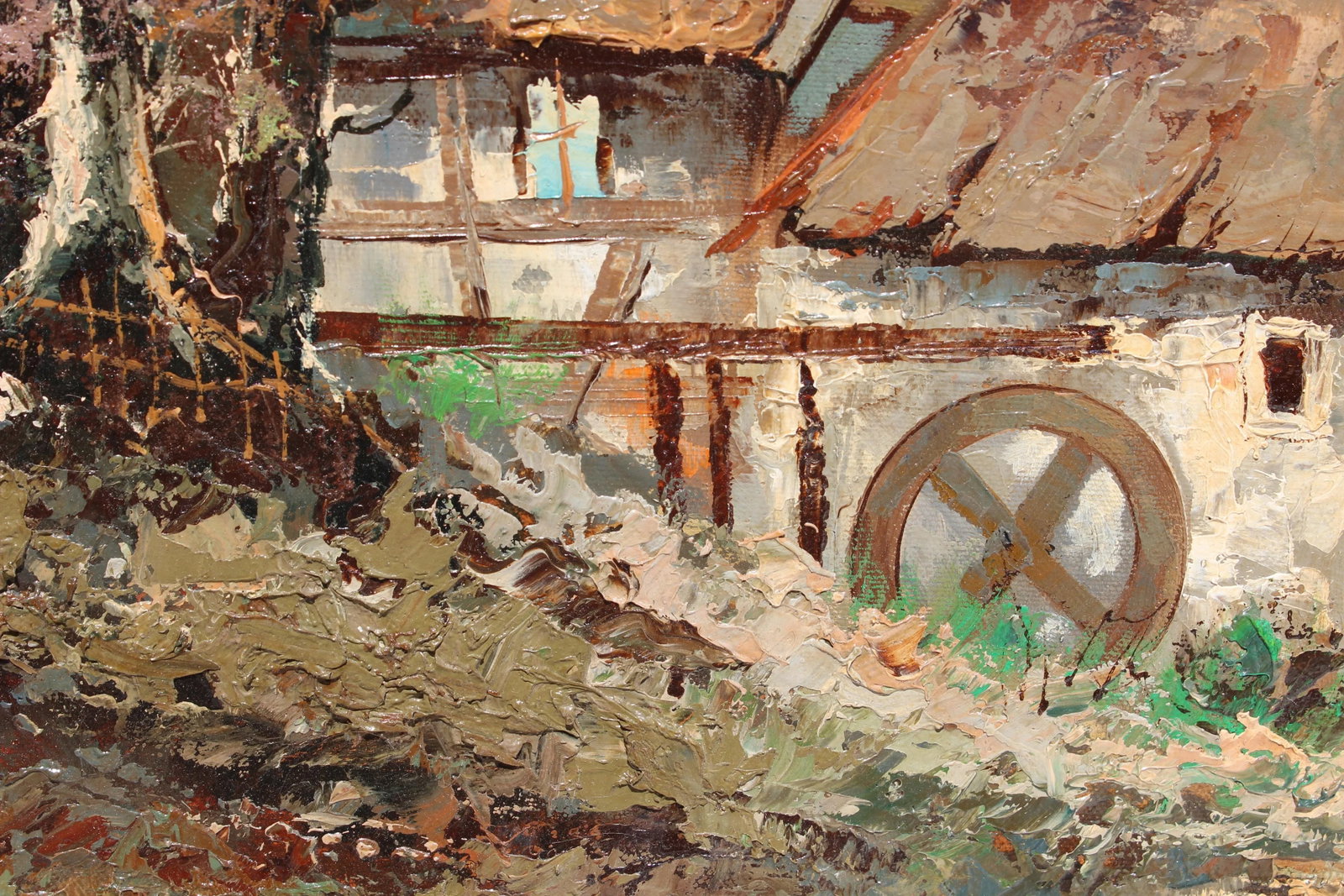 Late 20th Century Vintage Oil Painting on Canvas, Rural Landscape, Signed R.David, Framed - 9
