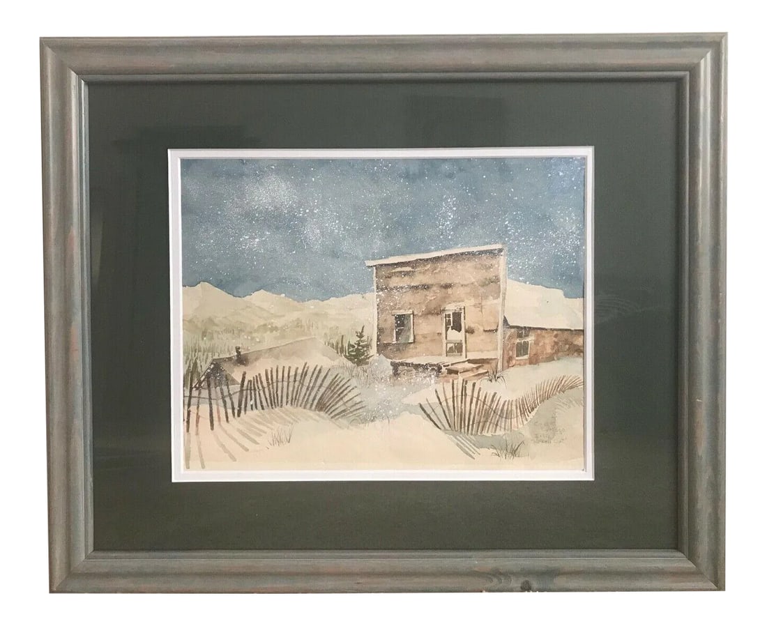 Original 1976 Carolyn H Evridge "Worked Out" Watercolor Signed Painting: Original 1976 CAROLYN H EVRIDGE Watercolor Signed by the Artist & Titled "Worked Out" Dimensions: The painting measures inside the double mat 10.5" inches tall and 13.5" inches wide. The frame