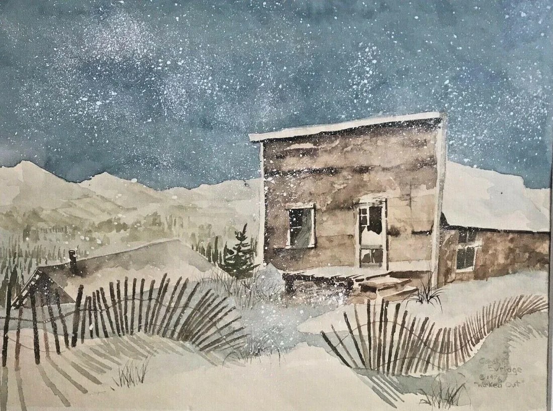 Original 1976 Carolyn H Evridge "Worked Out" Watercolor Signed Painting - 2