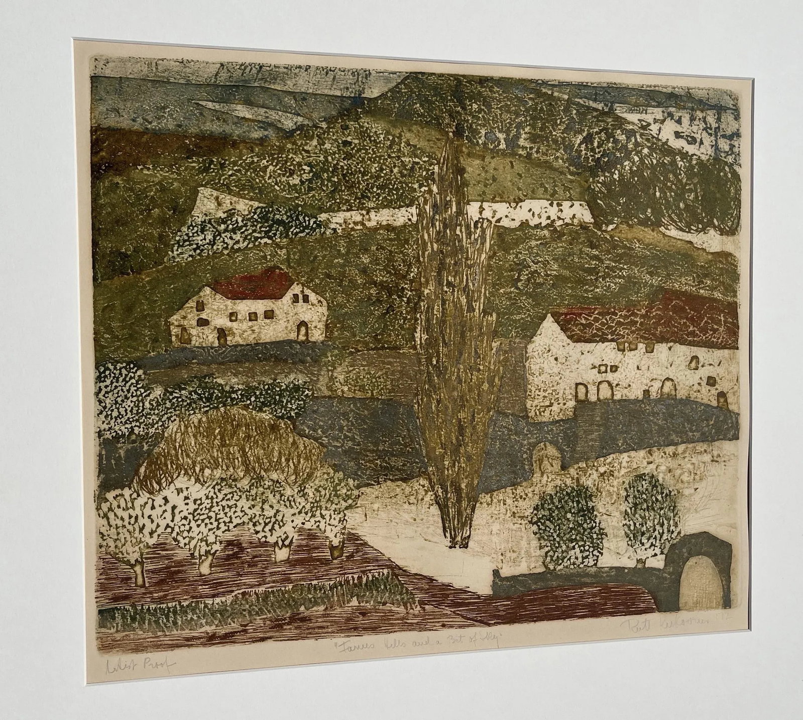 Mid 20th Century Signed Artist Proof Etching by Ruth Kerkovius - 'Farm Hills and a Bit of Sky' - 2