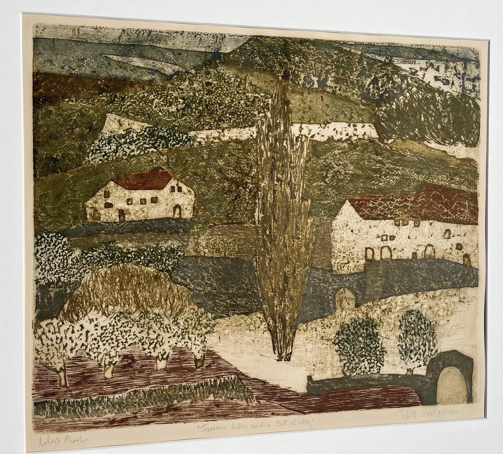 Mid 20th Century Signed Artist Proof Etching by Ruth Kerkovius - 'Farm Hills and a Bit of Sky' - 3