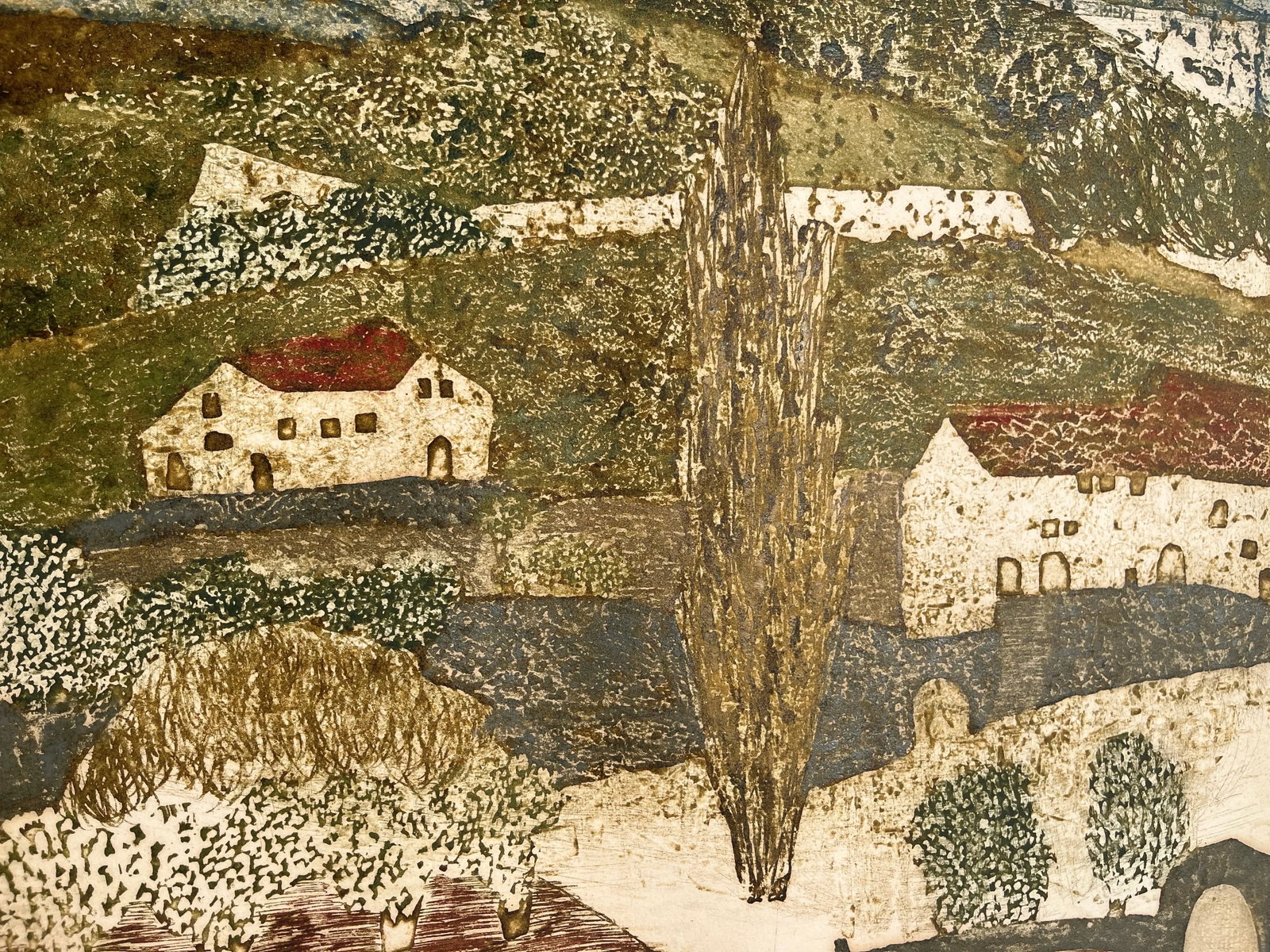 Mid 20th Century Signed Artist Proof Etching by Ruth Kerkovius - 'Farm Hills and a Bit of Sky' - 6