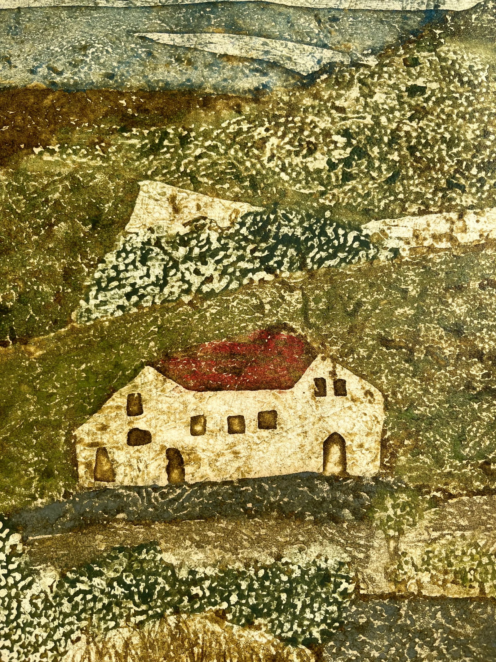 Mid 20th Century Signed Artist Proof Etching by Ruth Kerkovius - 'Farm Hills and a Bit of Sky' - 9