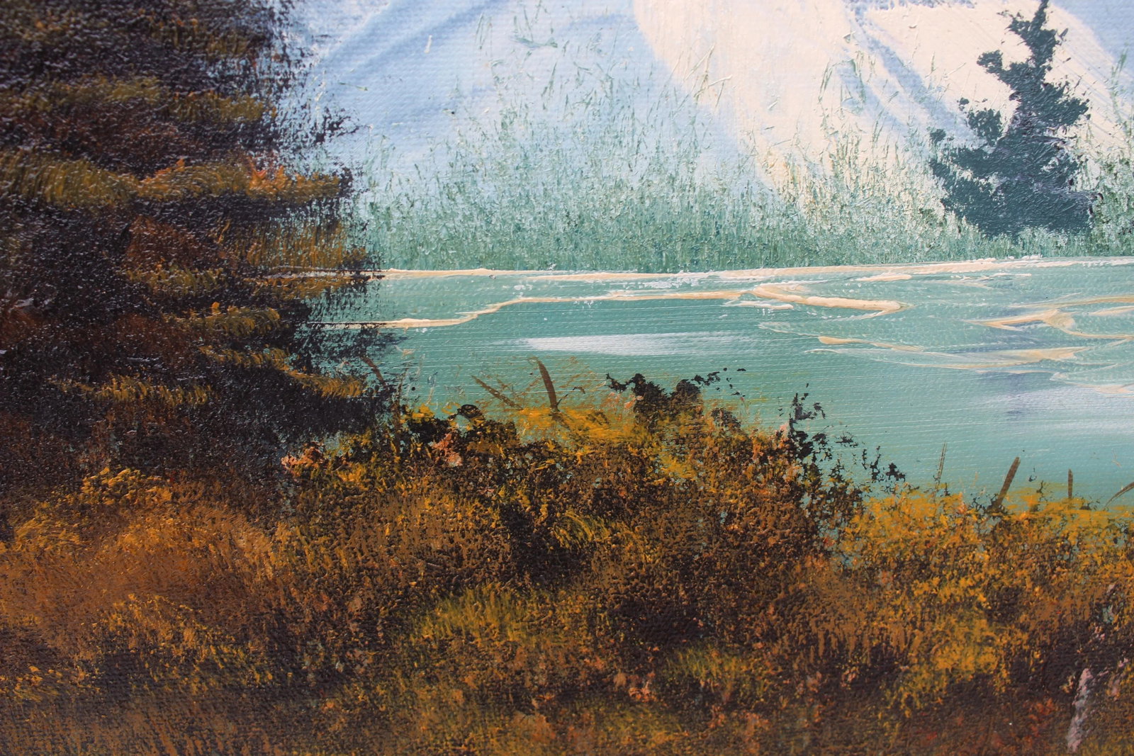 1990s Vintage Oil Painting on Canvas, Landscape, Mountain View, Signed R.Dean,framed - 8