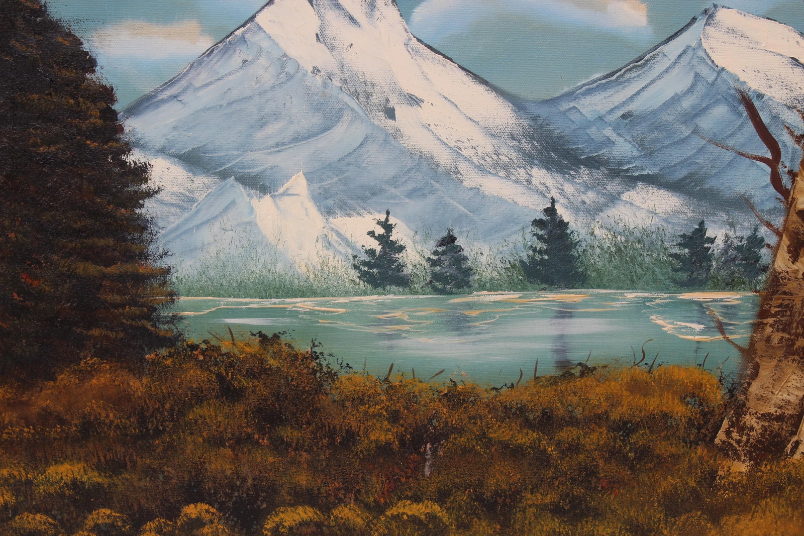 1990s Vintage Oil Painting on Canvas, Landscape, Mountain View, Signed R.Dean,framed - 9