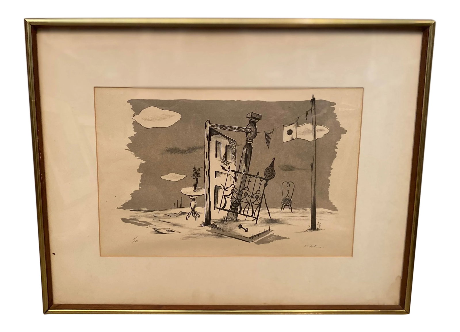 Vintage Surrealist Signed Lithograph by Karl Fortess (1 of 9)