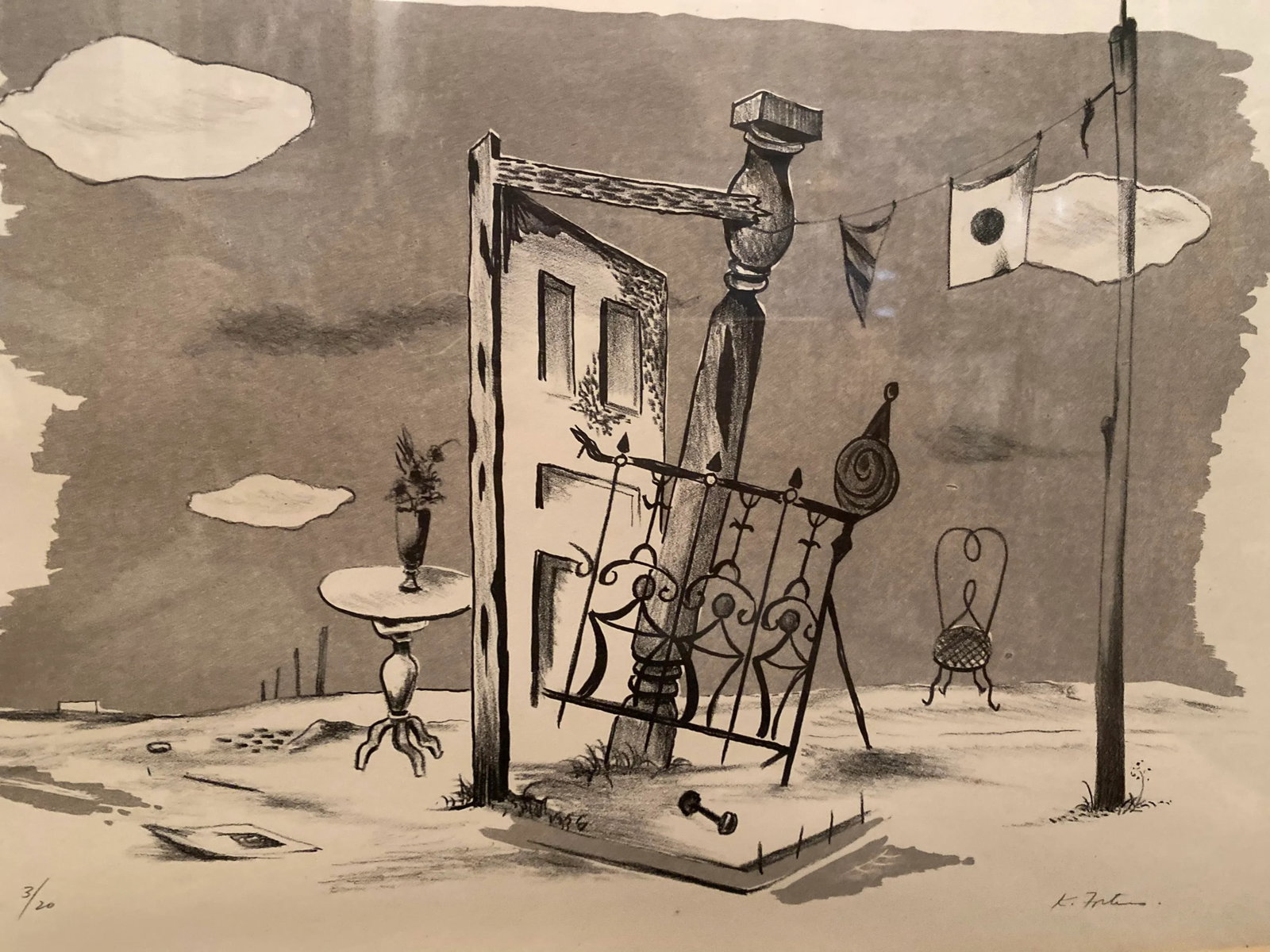 Vintage Surrealist Signed Lithograph by Karl Fortess - 4