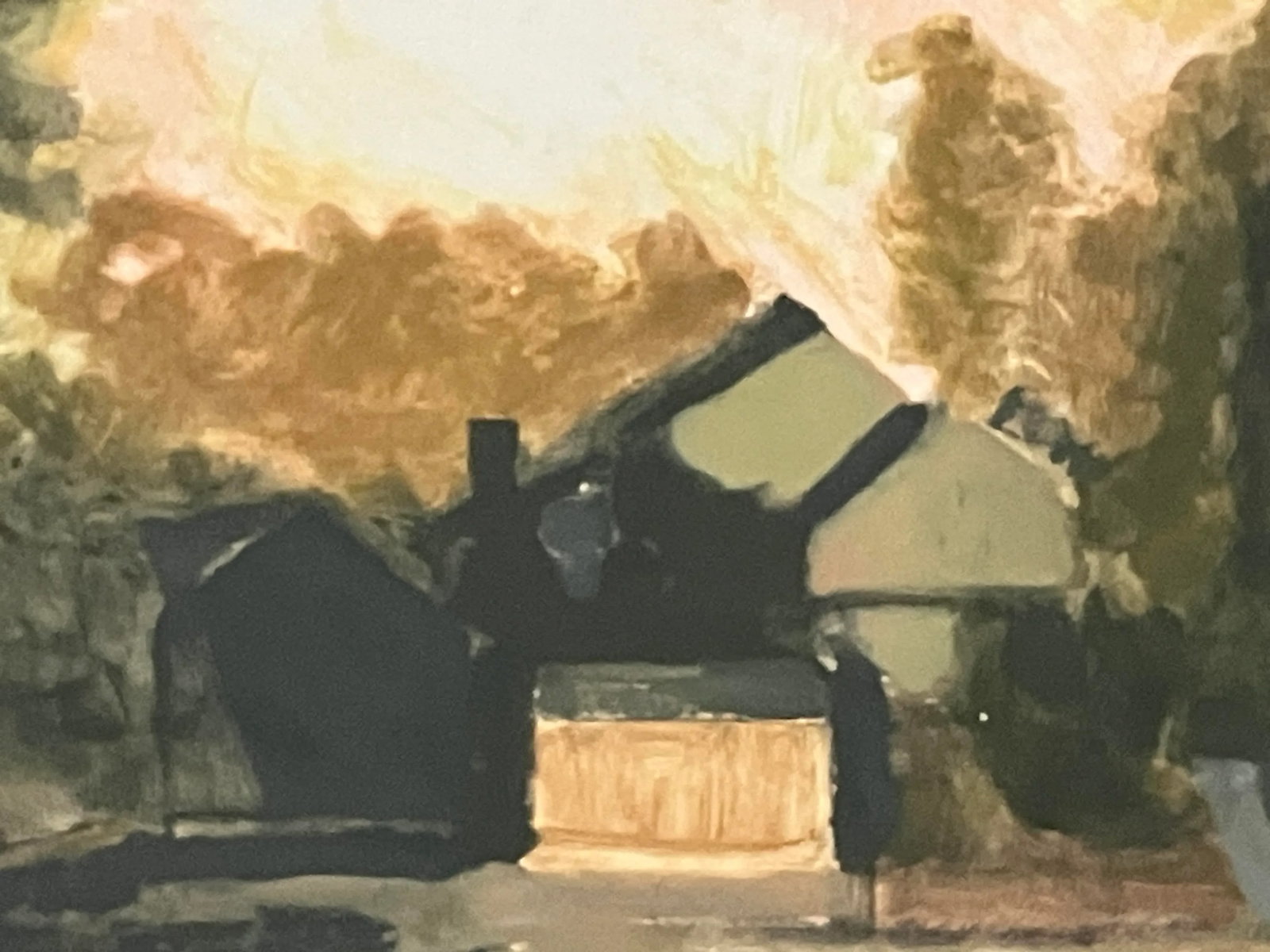 Wonderful Abstract Cottage Scene, Painting on Paper, Signed and Framed - 5