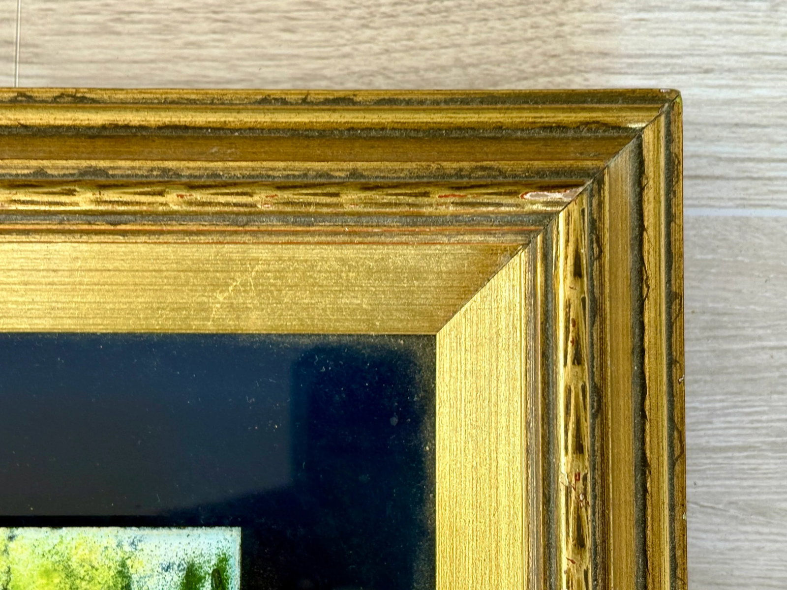 Framed Enamel on Copper Art by Livius Impressionist Style Landscape Children Playing in River, Small - 6