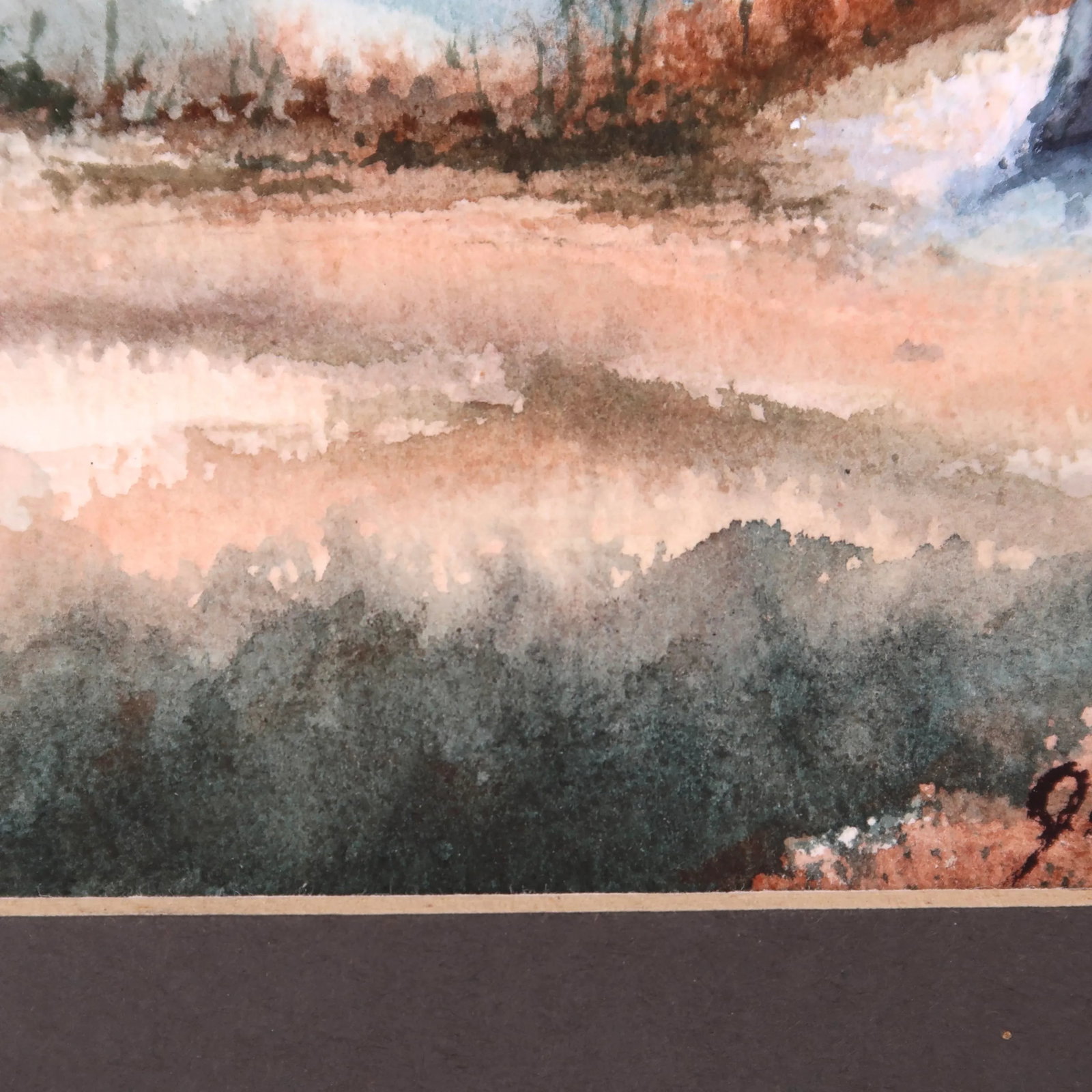 Mid 20th Century Original Matted Signed Watercolor Landscape Painting of Forest Edge With Pine Trees - 11