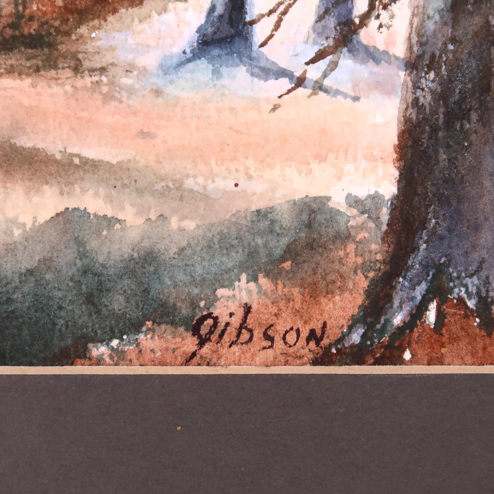 Mid 20th Century Original Matted Signed Watercolor Landscape Painting of Forest Edge With Pine Trees - 12