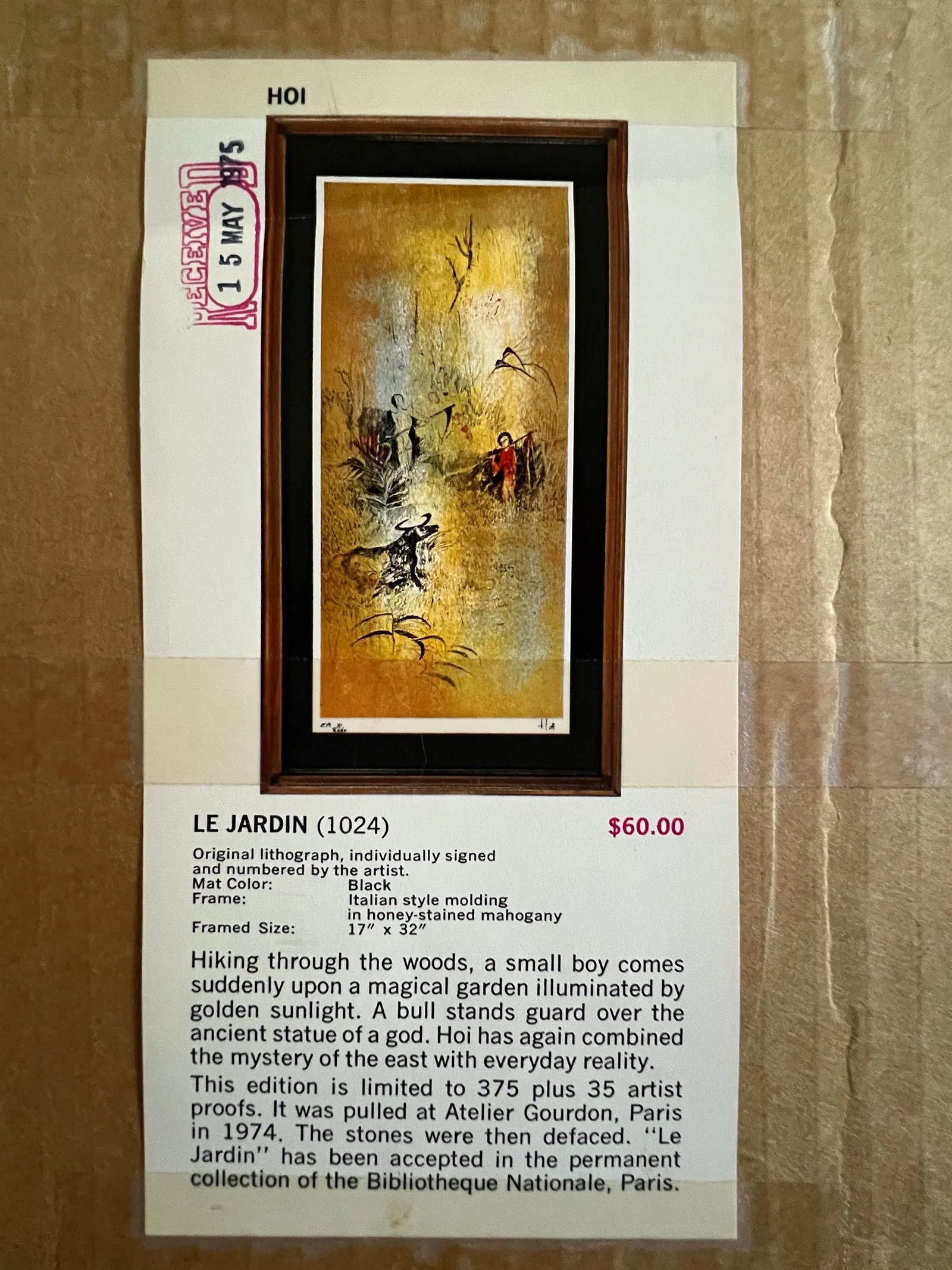 1970s Hoi LeBaDang Signed and Numbered C1974 Limited Lithograph "The Garden" No. 334/375, Framed - 10