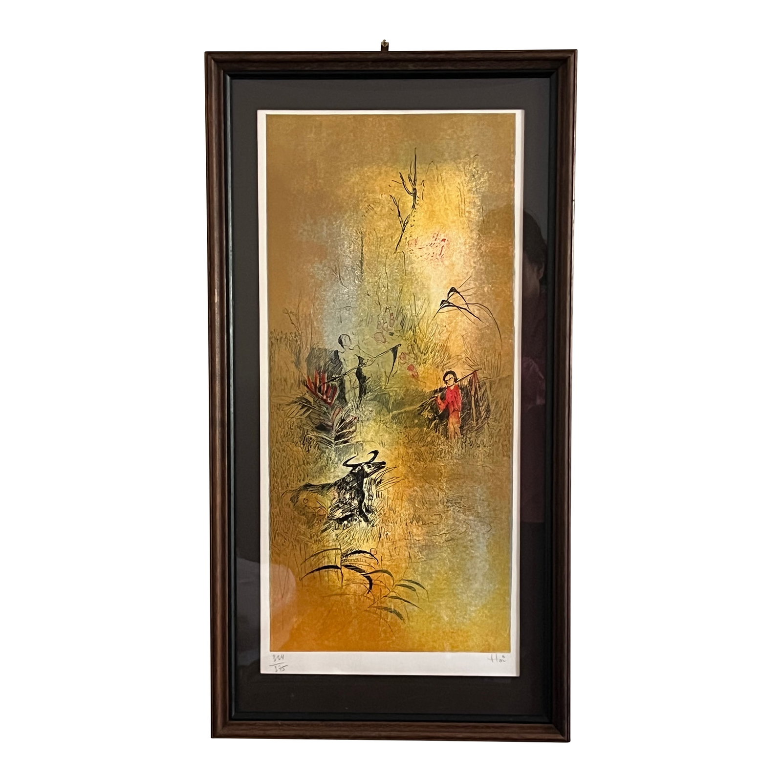 1970s Hoi LeBaDang Signed and Numbered C1974 Limited Lithograph "The Garden" No. 334/375, Framed: Signed and numbered c1974 limited lithograph titled "Le Jardin" ("The Garden") 334/375 by Vietnamese French artist Hoi LeBaDang. Authenticity Certificate and exhibit description and history of the