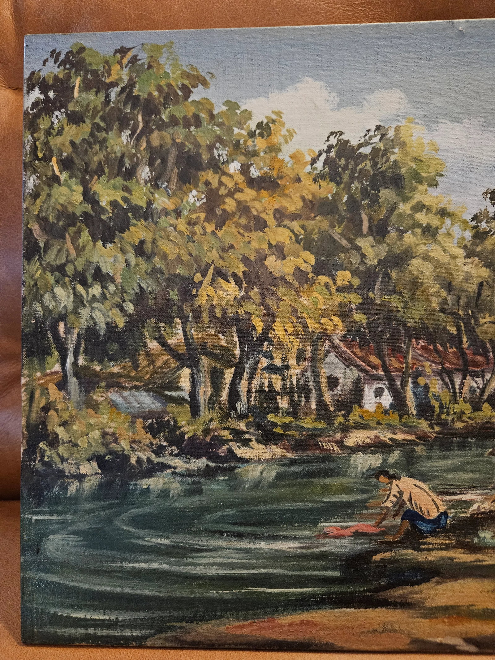 Vintage Asian Oil Painting, Signed - 2
