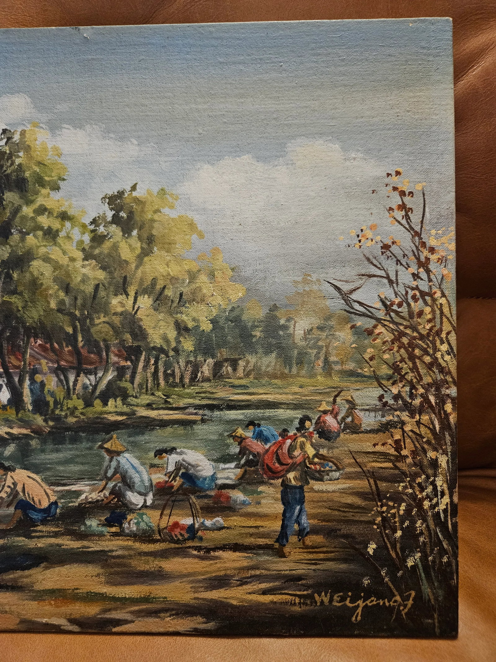 Vintage Asian Oil Painting, Signed - 3