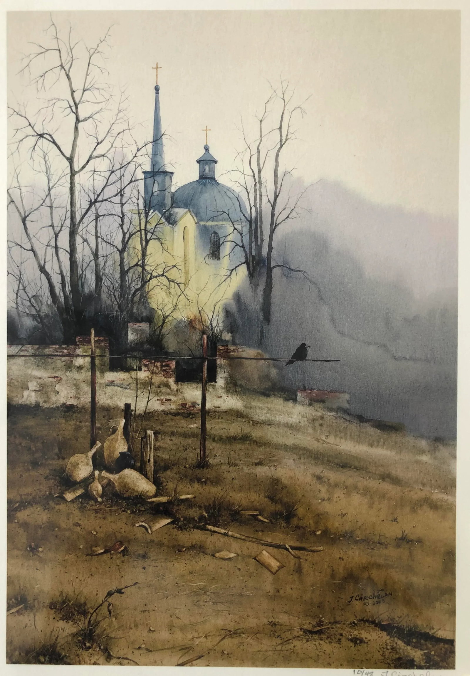 "Monastery" Oringinal Print Hand Signed - 2