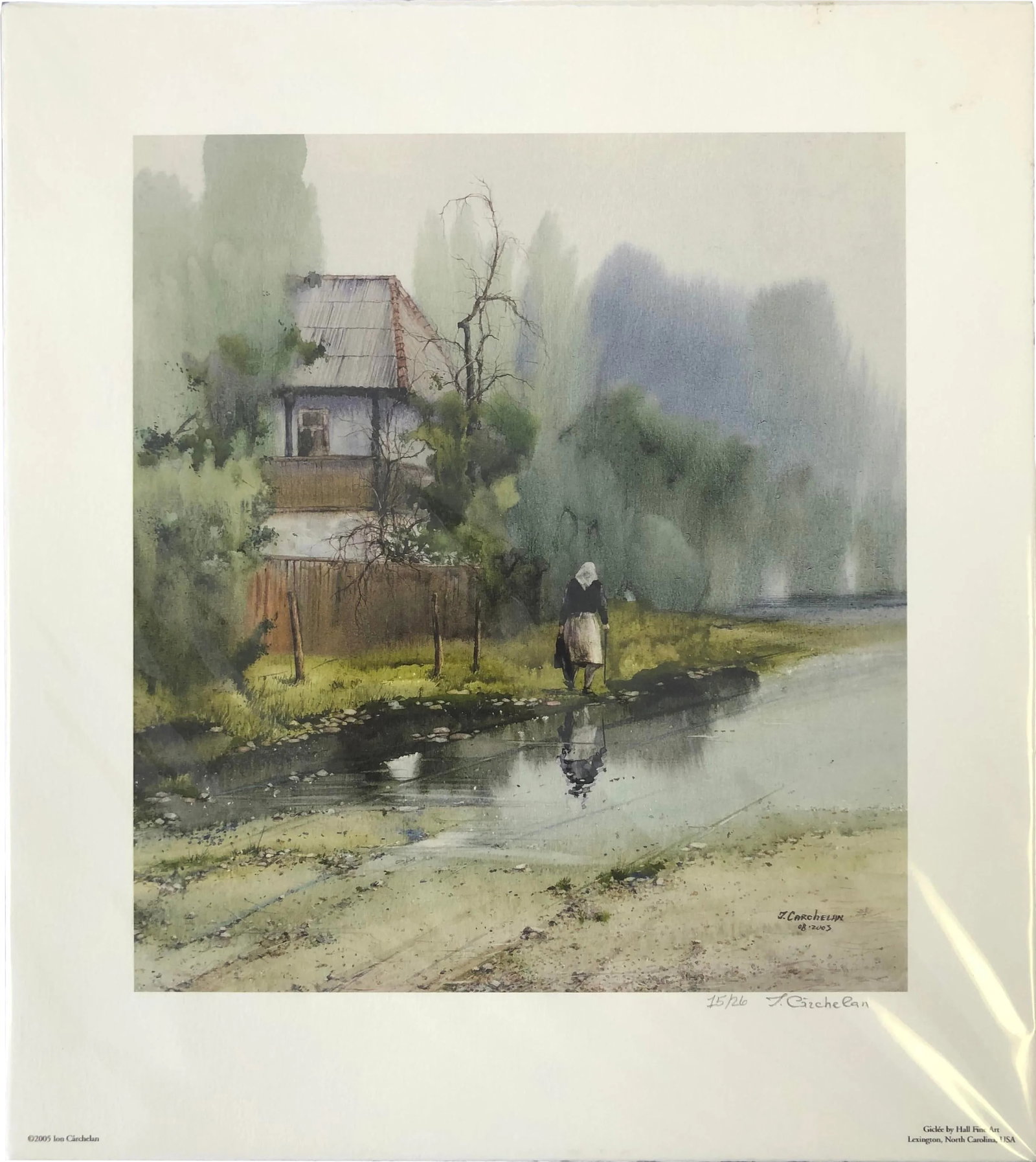 "After the Rain" Giclee Print Signed by Artist: Giclee print on watercolor paper of an original water color painting. The piece is mounted on foam core. Hand singed and numbered by the artist, high quality print and original image. This is an