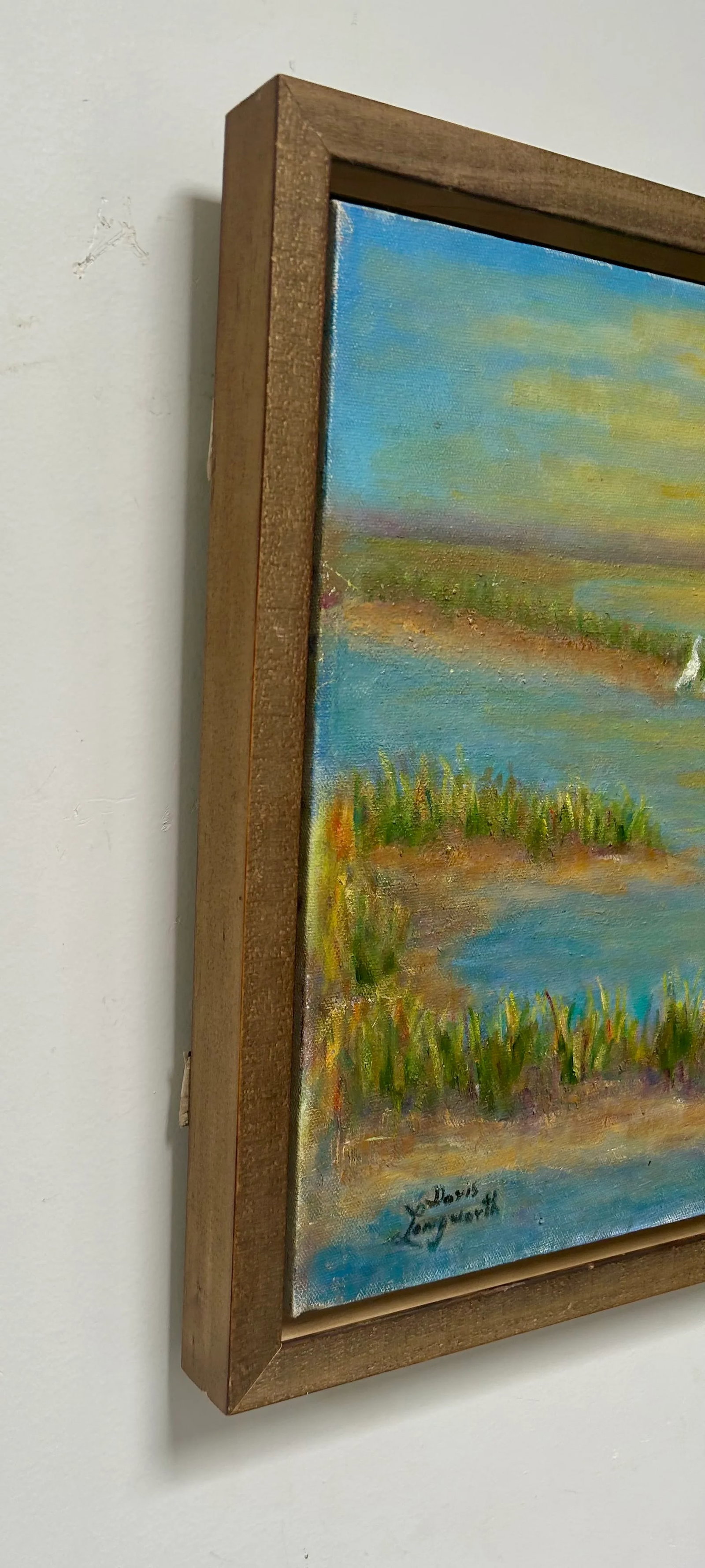 Original Seascape, "Salt Marsh at Sunset", Oil on Canvas, Signed by Artist - 2
