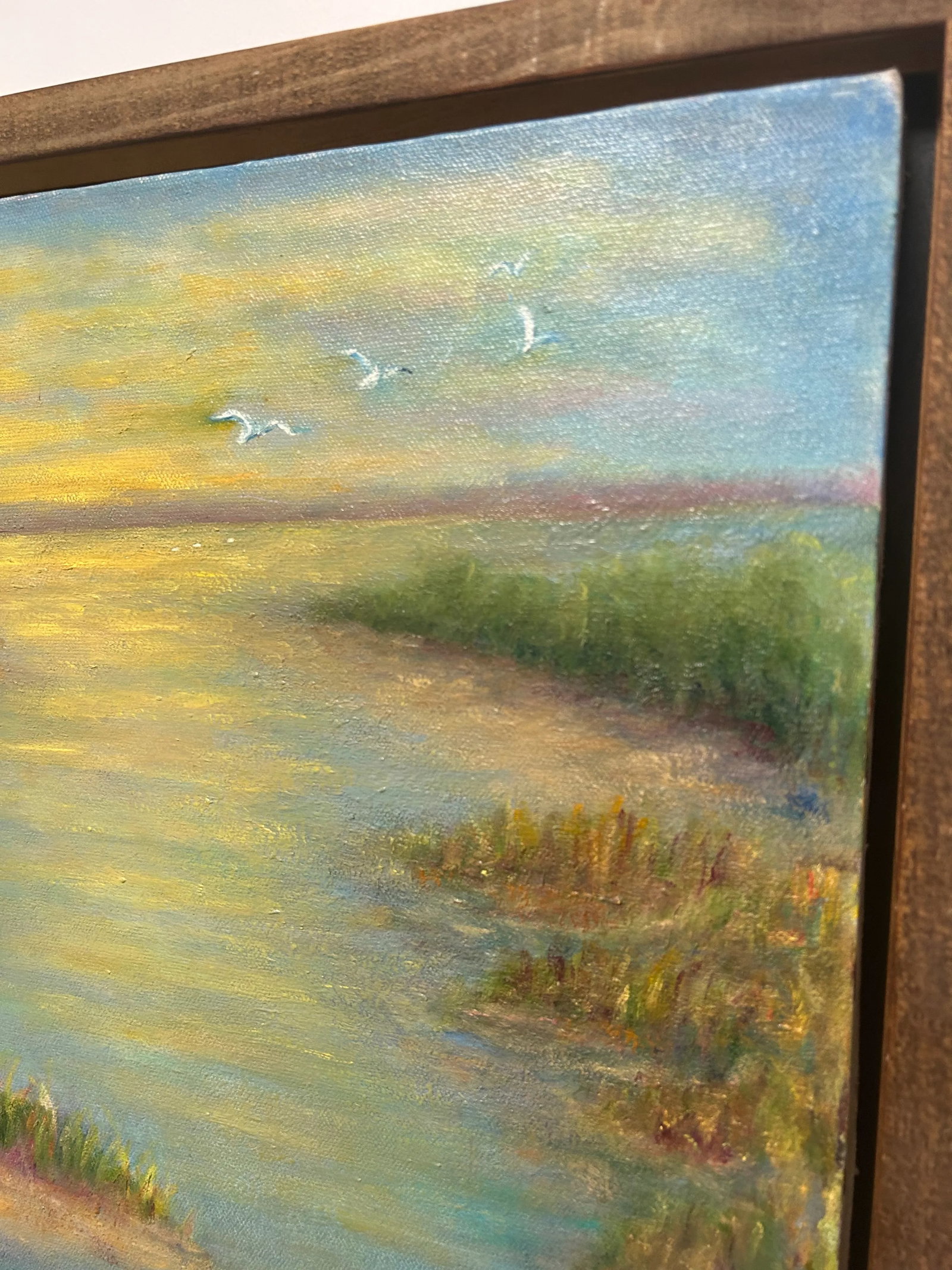 Original Seascape, "Salt Marsh at Sunset", Oil on Canvas, Signed by Artist - 4