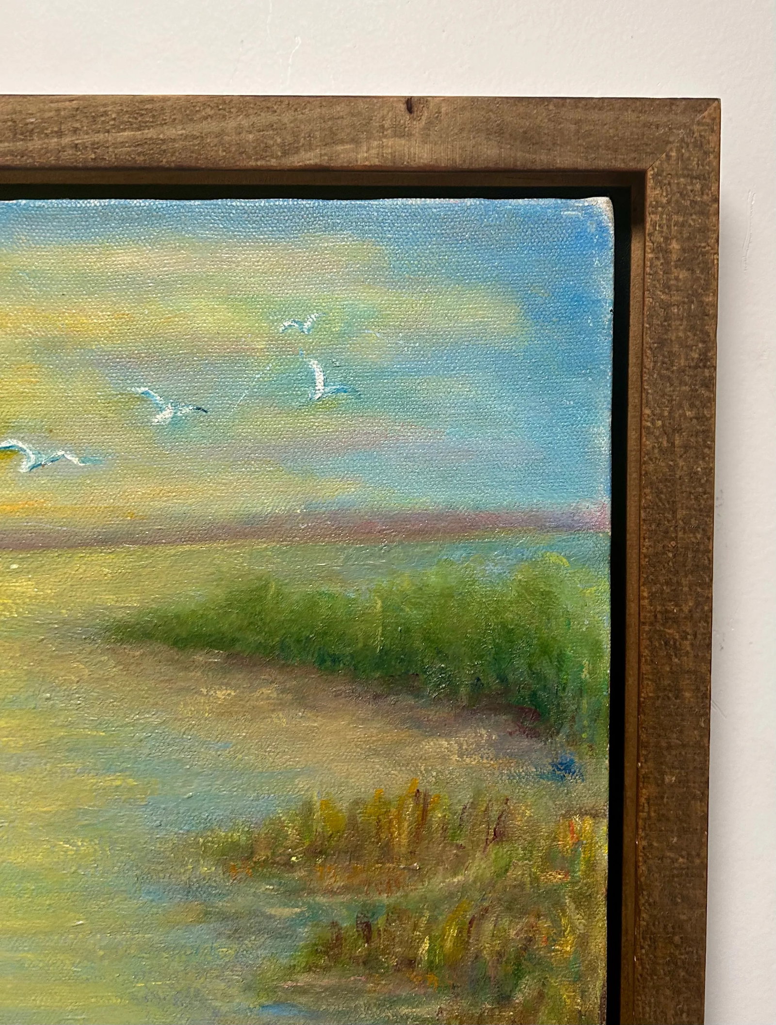 Original Seascape, "Salt Marsh at Sunset", Oil on Canvas, Signed by Artist - 5
