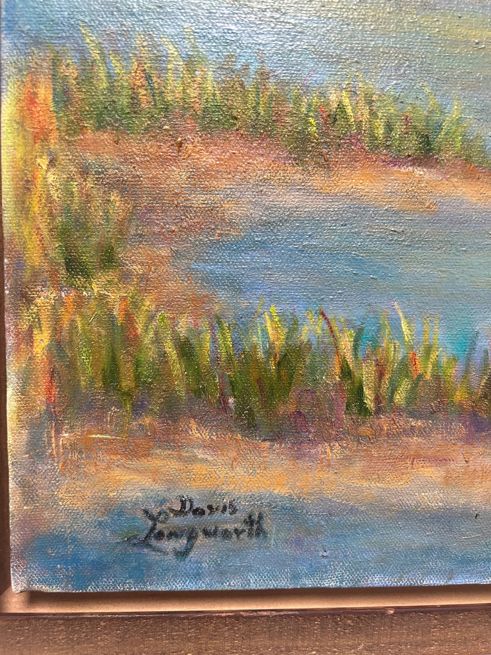 Original Seascape, "Salt Marsh at Sunset", Oil on Canvas, Signed by Artist - 6