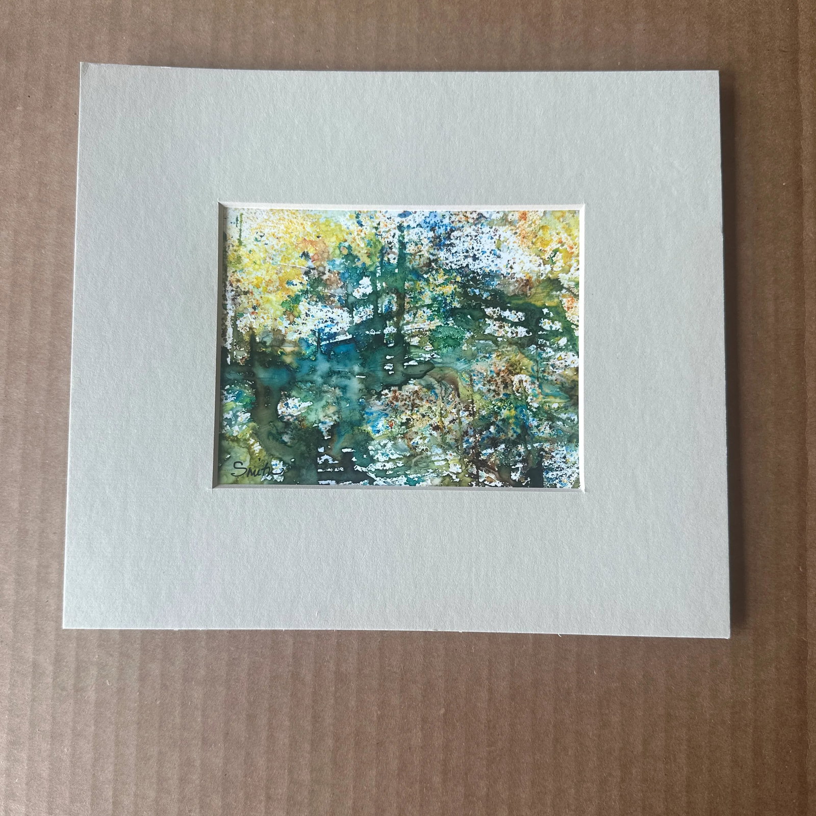 Signed Original Watercolor Landscape Painting "Sunlit Forest" - 2
