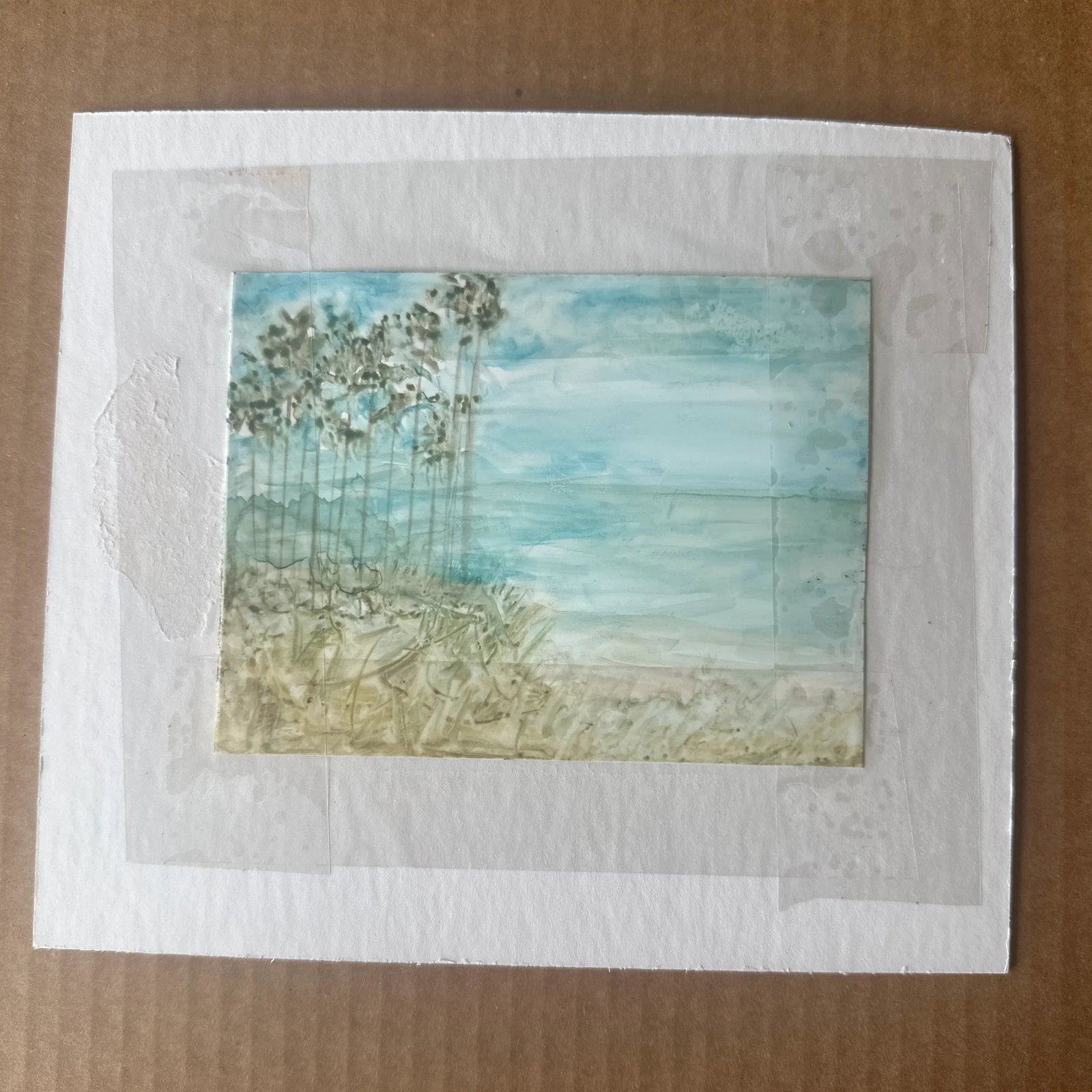 Signed Original Watercolor Landscape Painting "Sunlit Forest" - 3