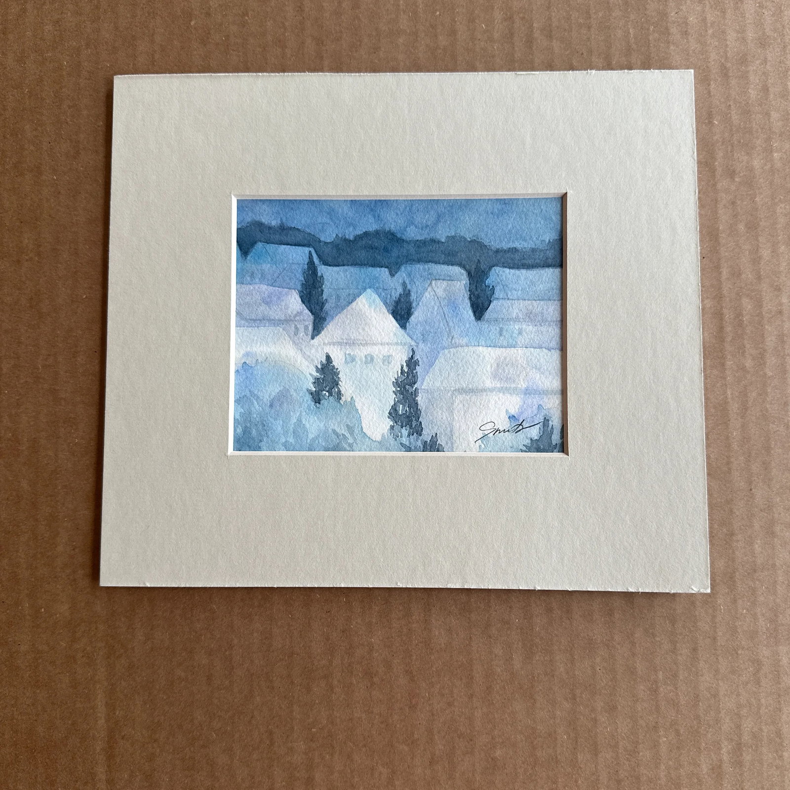 Signed Original Matted Watercolor Painting "Early Morning" - 2