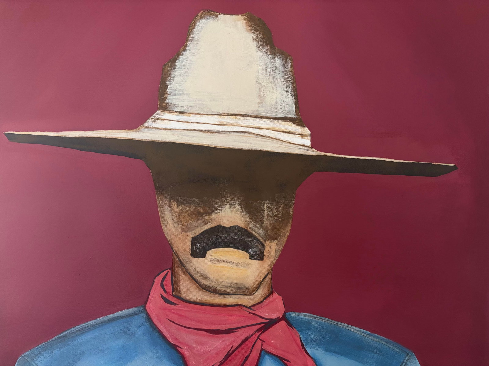 "Rugged Self" Cowboy Painting, Original Abstract Large Southwestern Portrait Art by JTS - 3