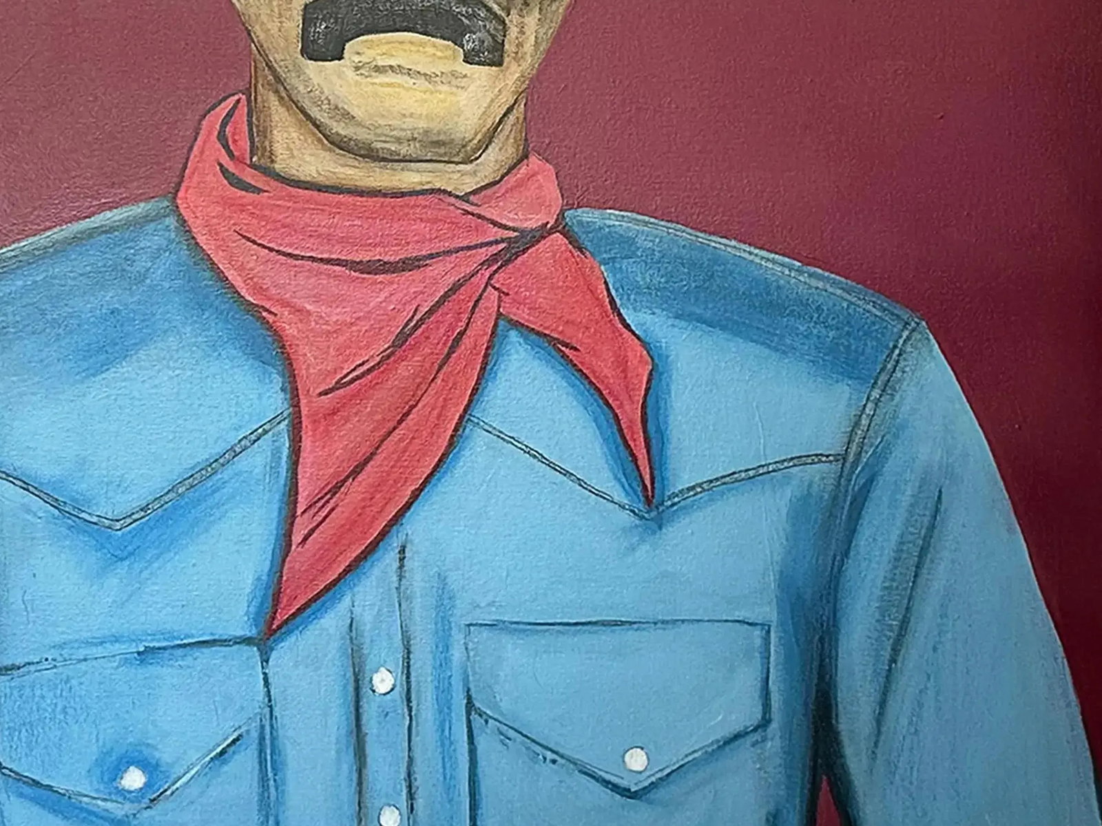 "Rugged Self" Cowboy Painting, Original Abstract Large Southwestern Portrait Art by JTS - 4